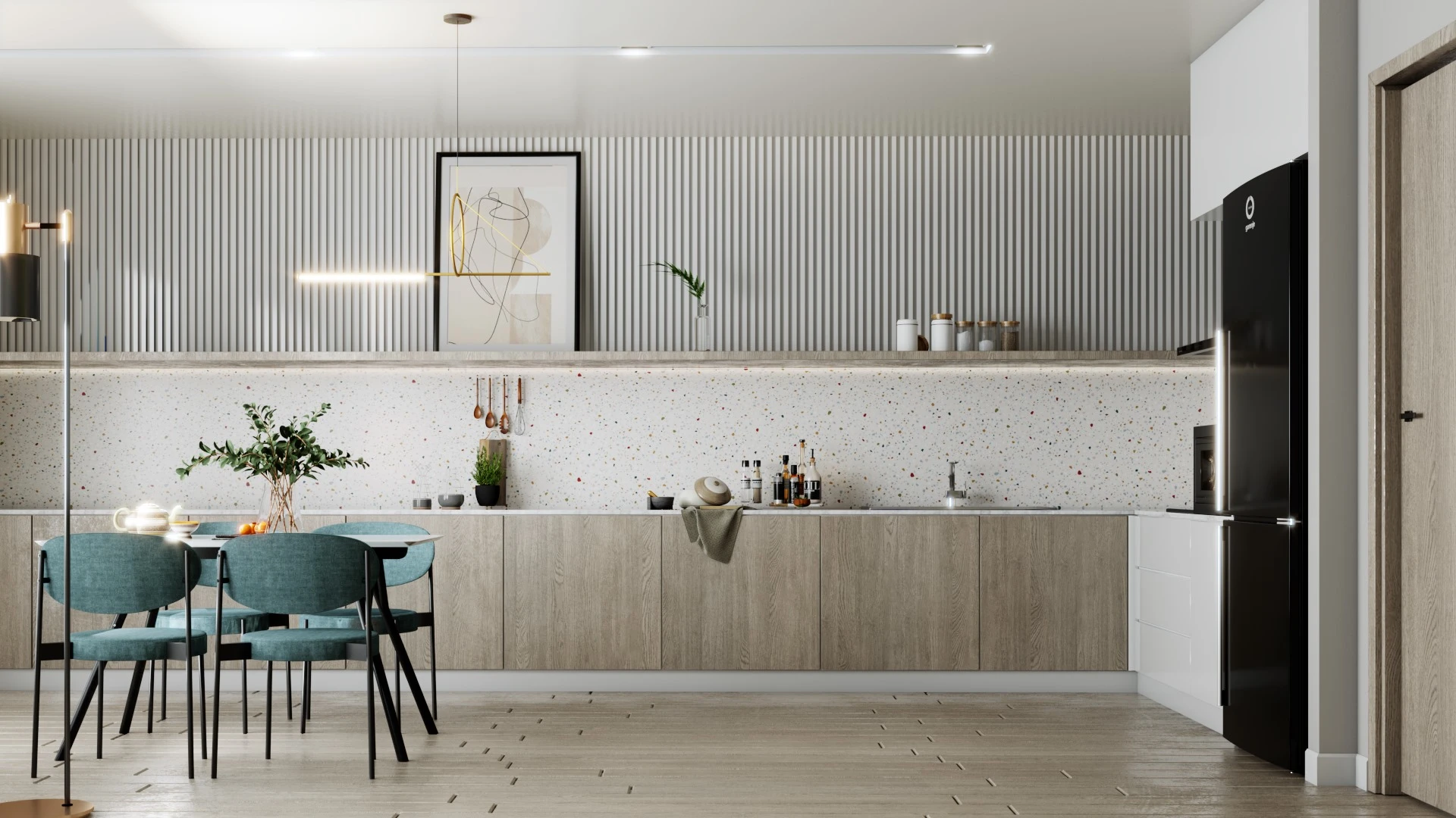 Modern Vray Living Room And Dining Room Free Sketchup Models Download ID 218000080 (KT Nha Dep)