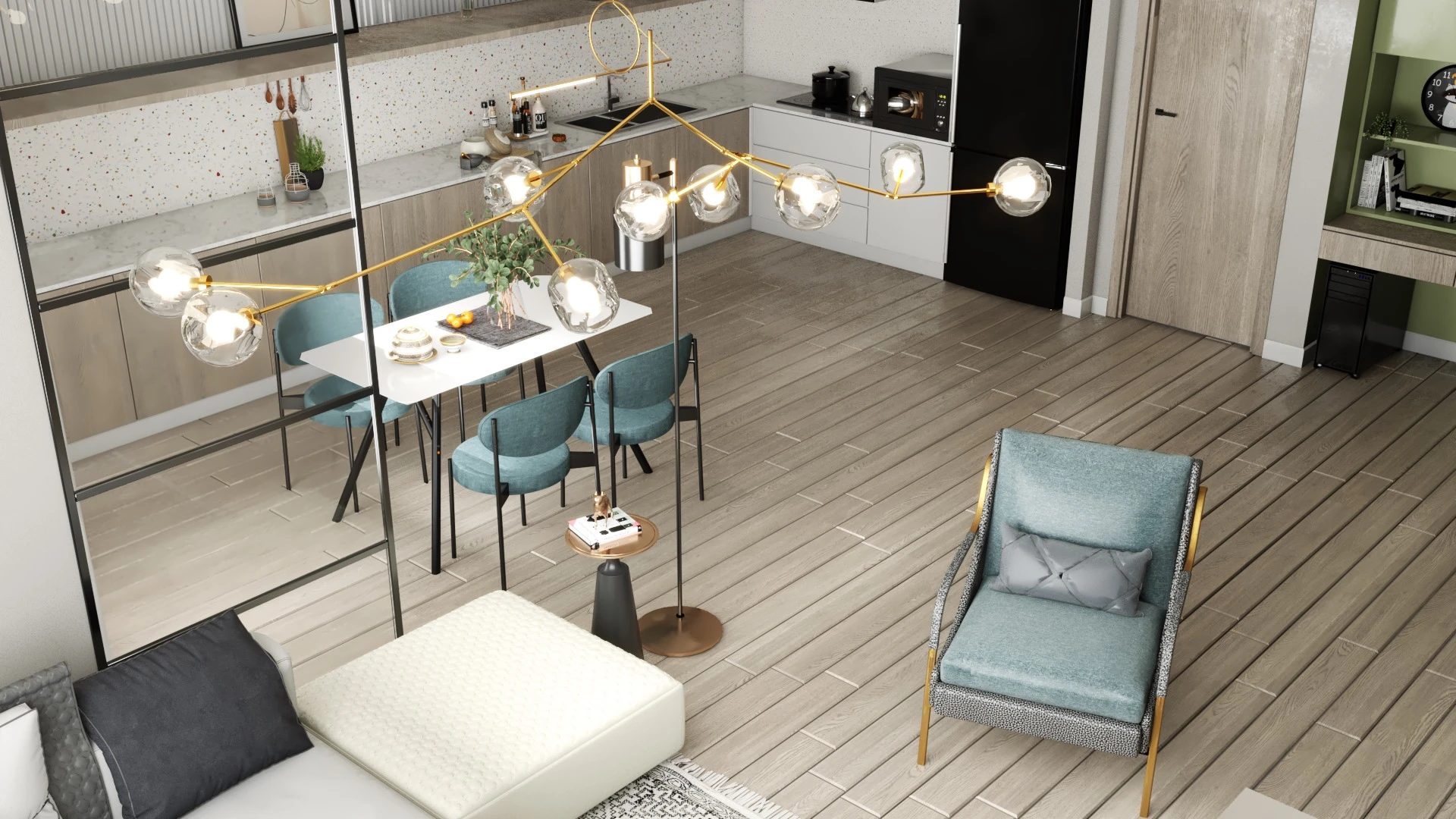 Modern Vray Living Room And Dining Room Free Sketchup Models Download ID 218000080 (KT Nha Dep)