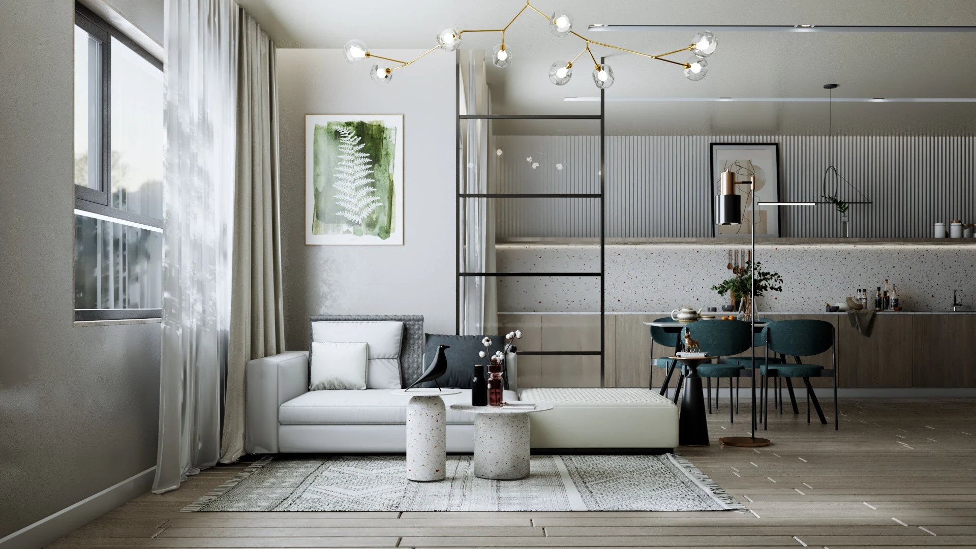 Modern Vray Living Room And Dining Room Free Sketchup Models Download ID 218000080 (KT Nha Dep)