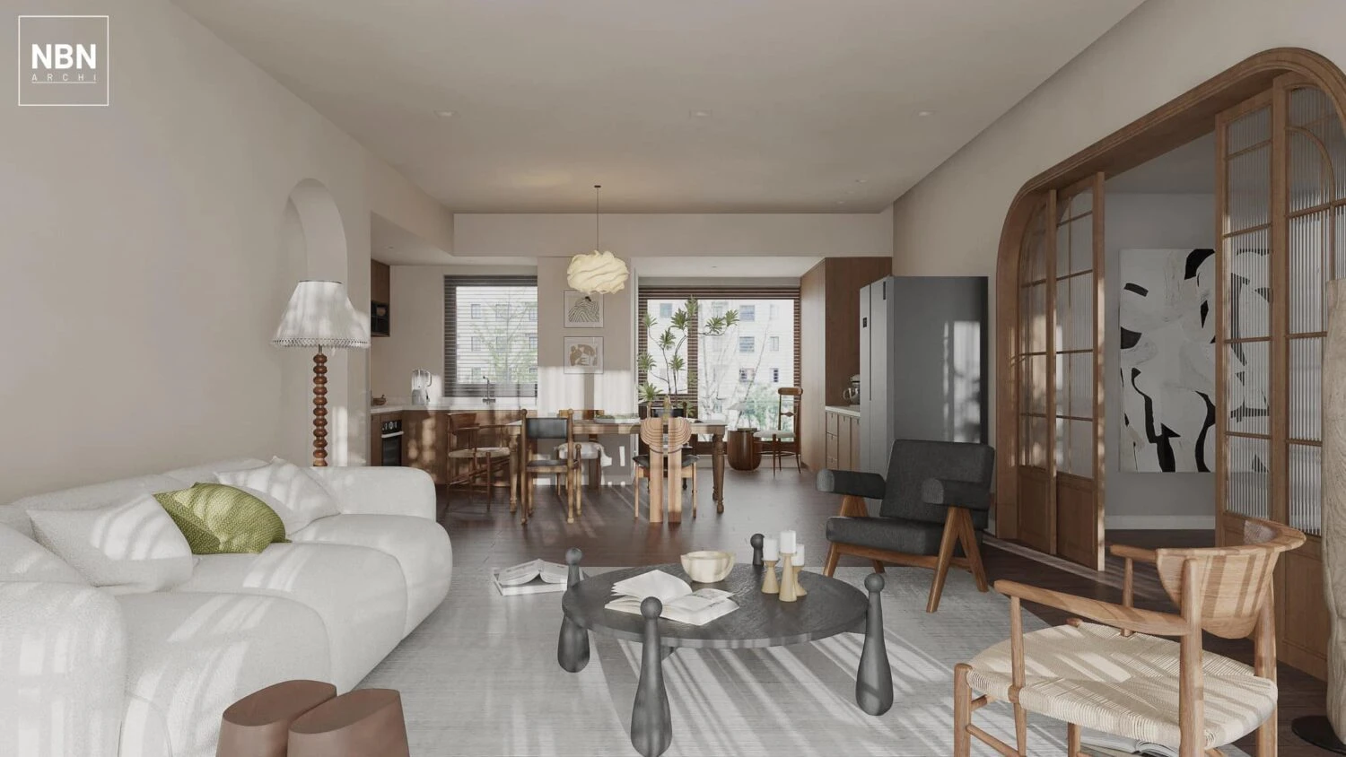 SketchUp Free Modern Vray Living Room - Dining Room Download SketchUp Models Free ID 218000166 (Do Huy)