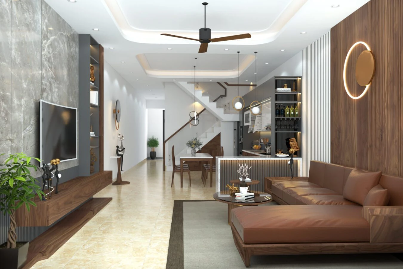 Modern Vray Living Room - Dining Room Free SketchUp Models Download ID 218000118 (Dung Nguyen)