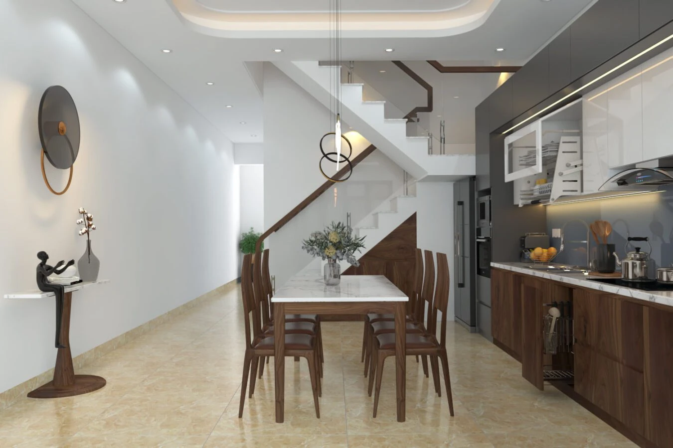 Modern Vray Living Room - Dining Room Free SketchUp Models Download ID 218000118 (Dung Nguyen)