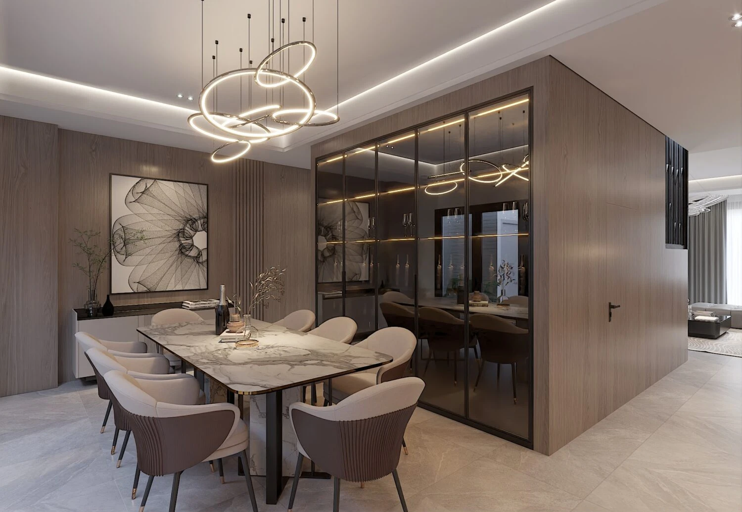 SketchUp Free Modern Vray Living Room - Dining Room Free SketchUp Models Download ID 218000148 (Thanh Cong)