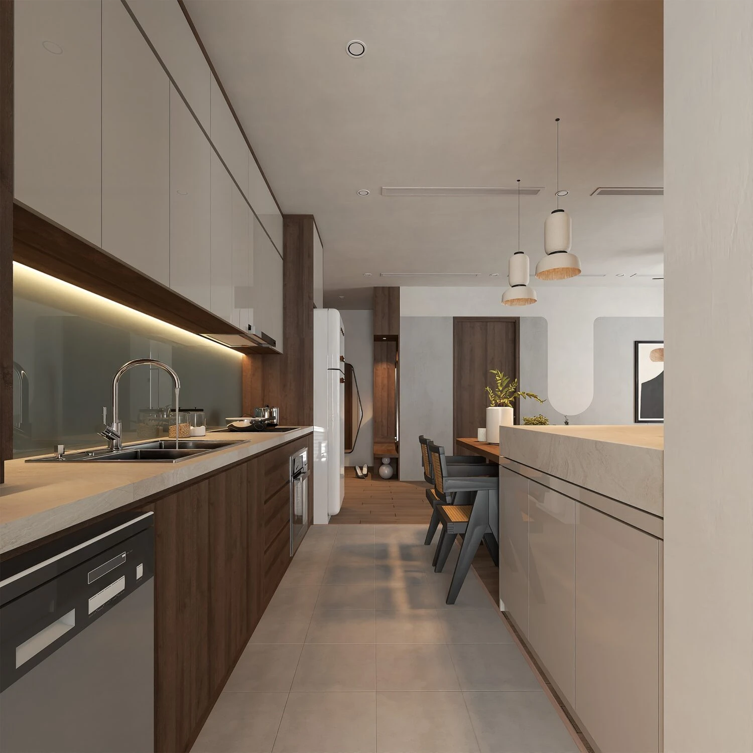 Modern Vray Living Room - Dining Room Free SketchUp Models Download ID 218000172 (Quoc Khanh)