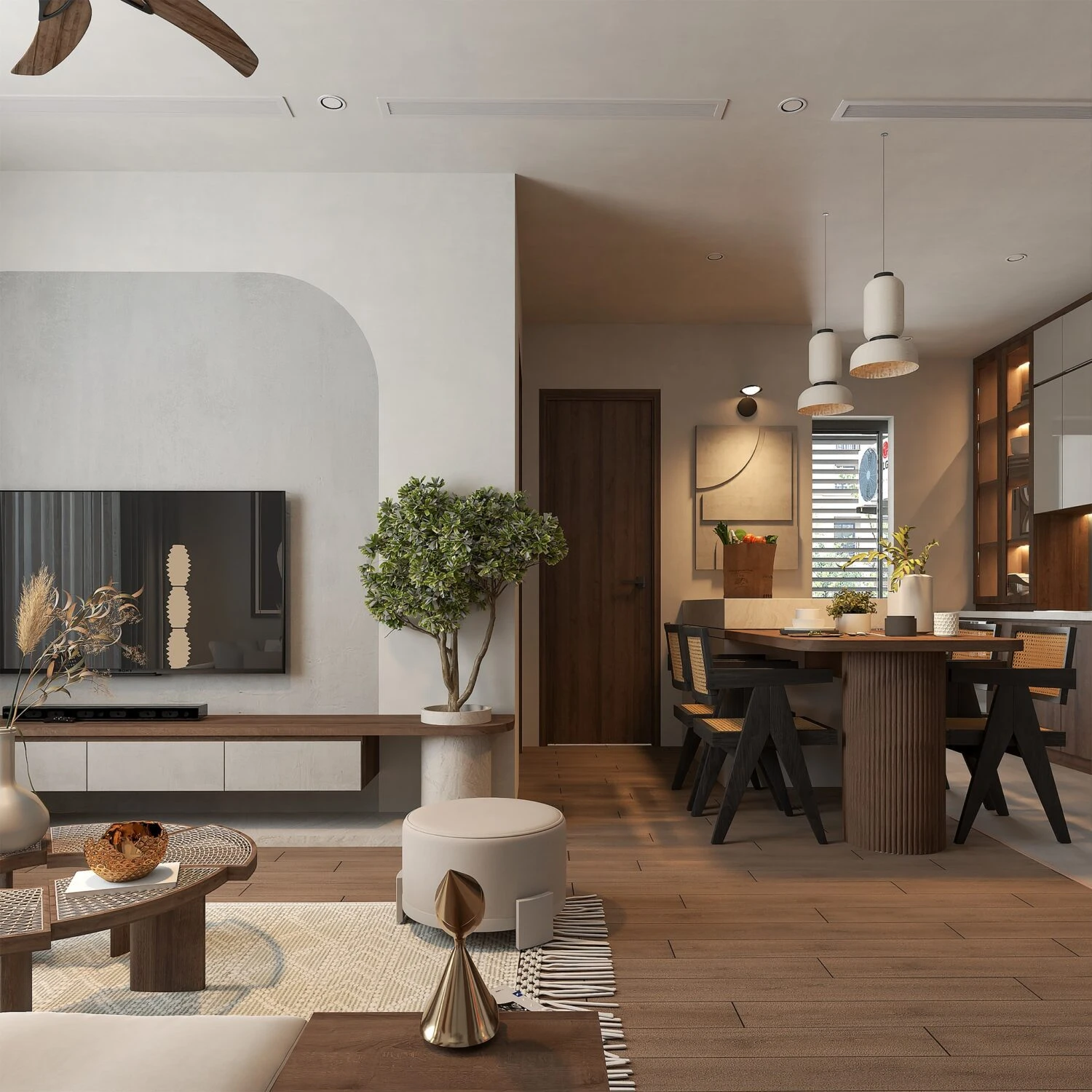 Modern Vray Living Room - Dining Room Free SketchUp Models Download ID 218000172 (Quoc Khanh)