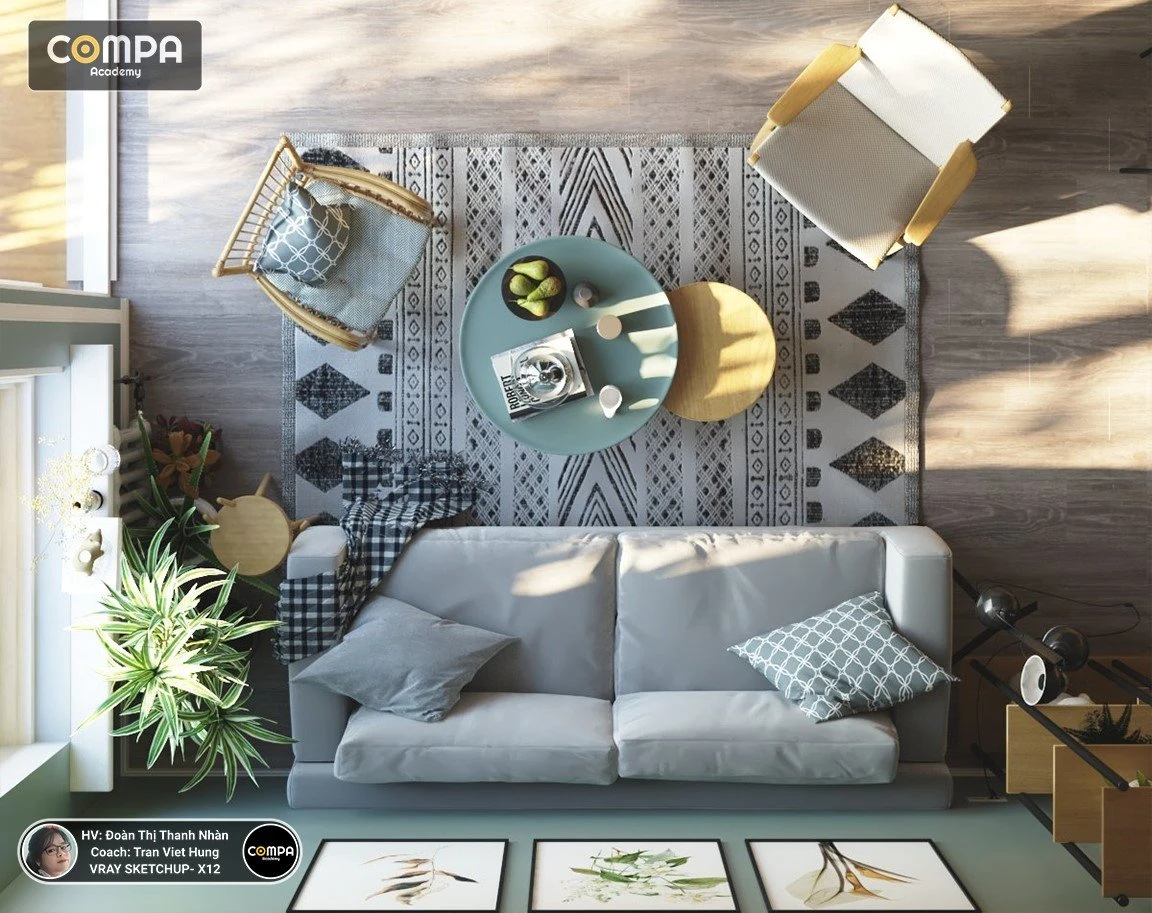 Modern Vray Living Room - Dining Room SketchUp 3D Model Free Download ID 218000130 (Doan Thi Thanh Nhan)