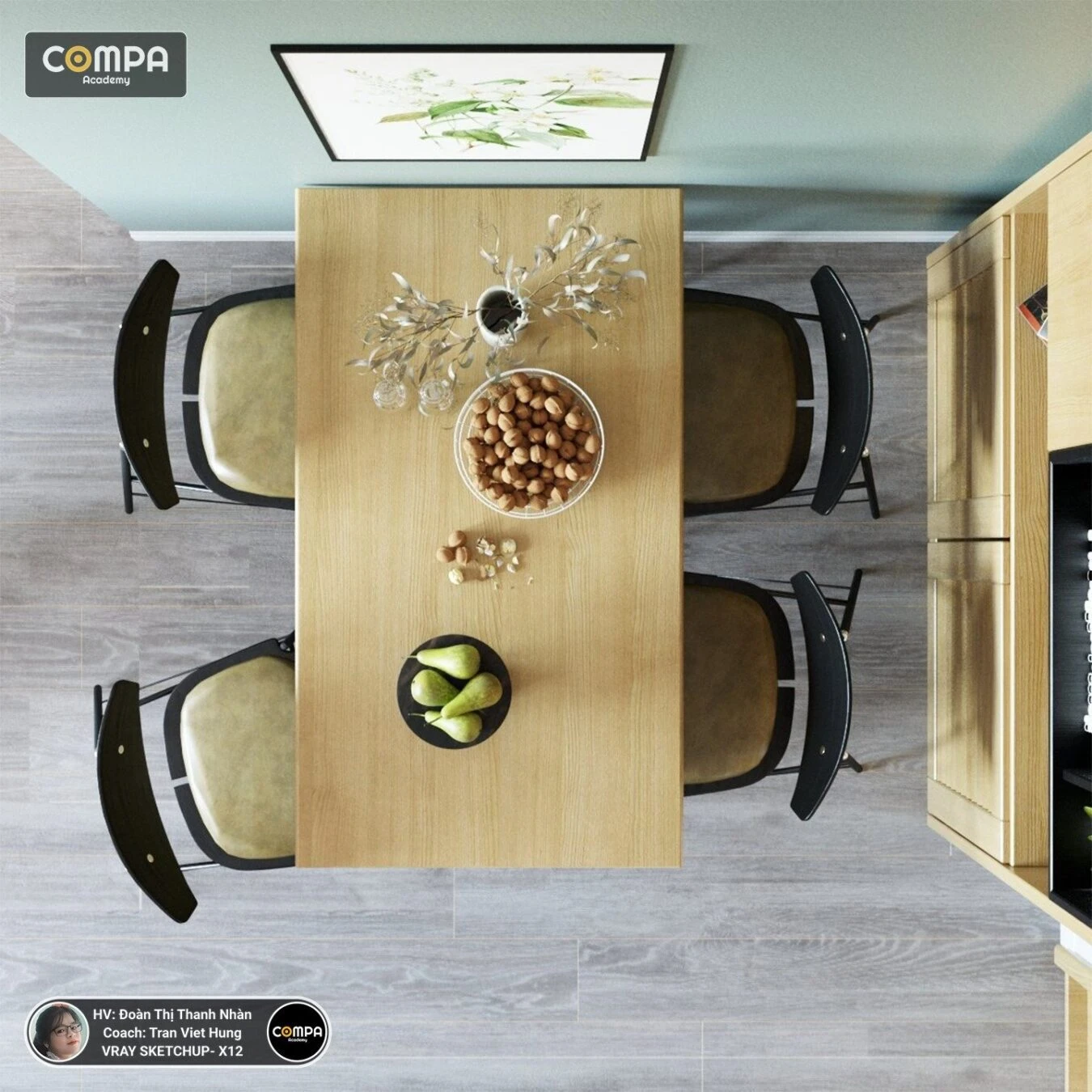 Modern Vray Living Room - Dining Room SketchUp 3D Model Free Download ID 218000130 (Doan Thi Thanh Nhan)