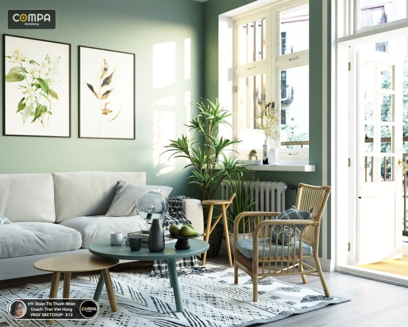 Modern Vray Living Room - Dining Room SketchUp 3D Model Free Download ID 218000130 (Doan Thi Thanh Nhan)