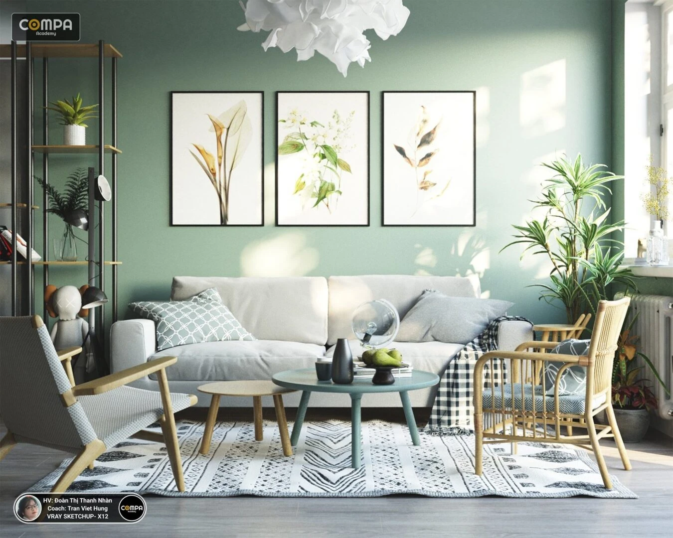 Modern Vray Living Room - Dining Room SketchUp 3D Model Free Download ID 218000130 (Doan Thi Thanh Nhan)