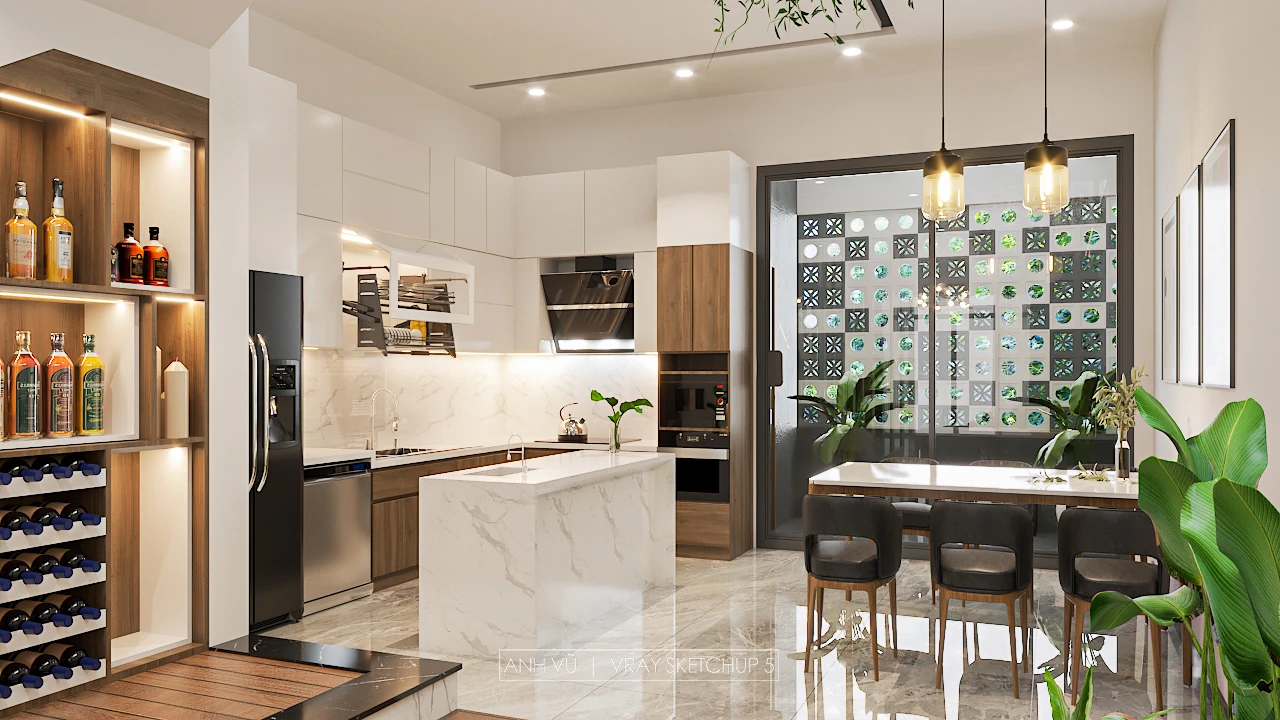 Modern Vray Living Room - Dining Room SketchUp 3D Model Free Download ID 218000160 (Tran Nguyen Anh Vu)