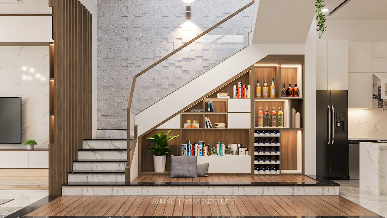 Modern Vray Living Room - Dining Room SketchUp 3D Model Free Download ID 218000160 (Tran Nguyen Anh Vu)