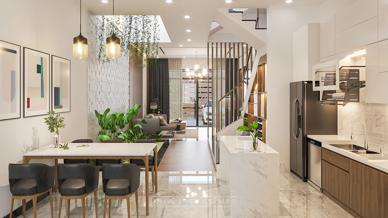 Modern Vray Living Room - Dining Room SketchUp 3D Model Free Download ID 218000160 (Tran Nguyen Anh Vu)