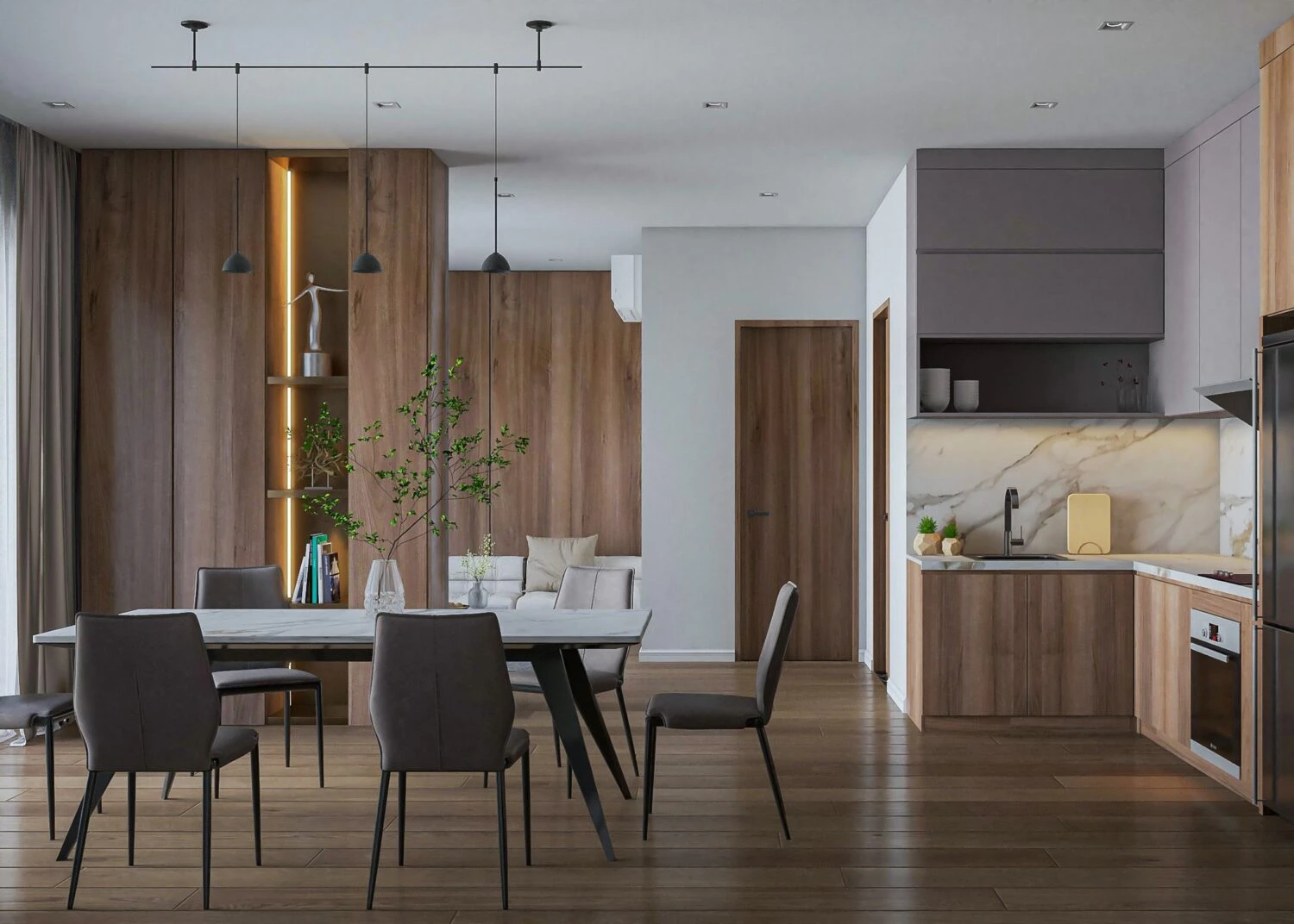 Modern Vray Living Room - Dining Room SketchUp 3D Model Free Download ID 218000190 (Phuc Pham)