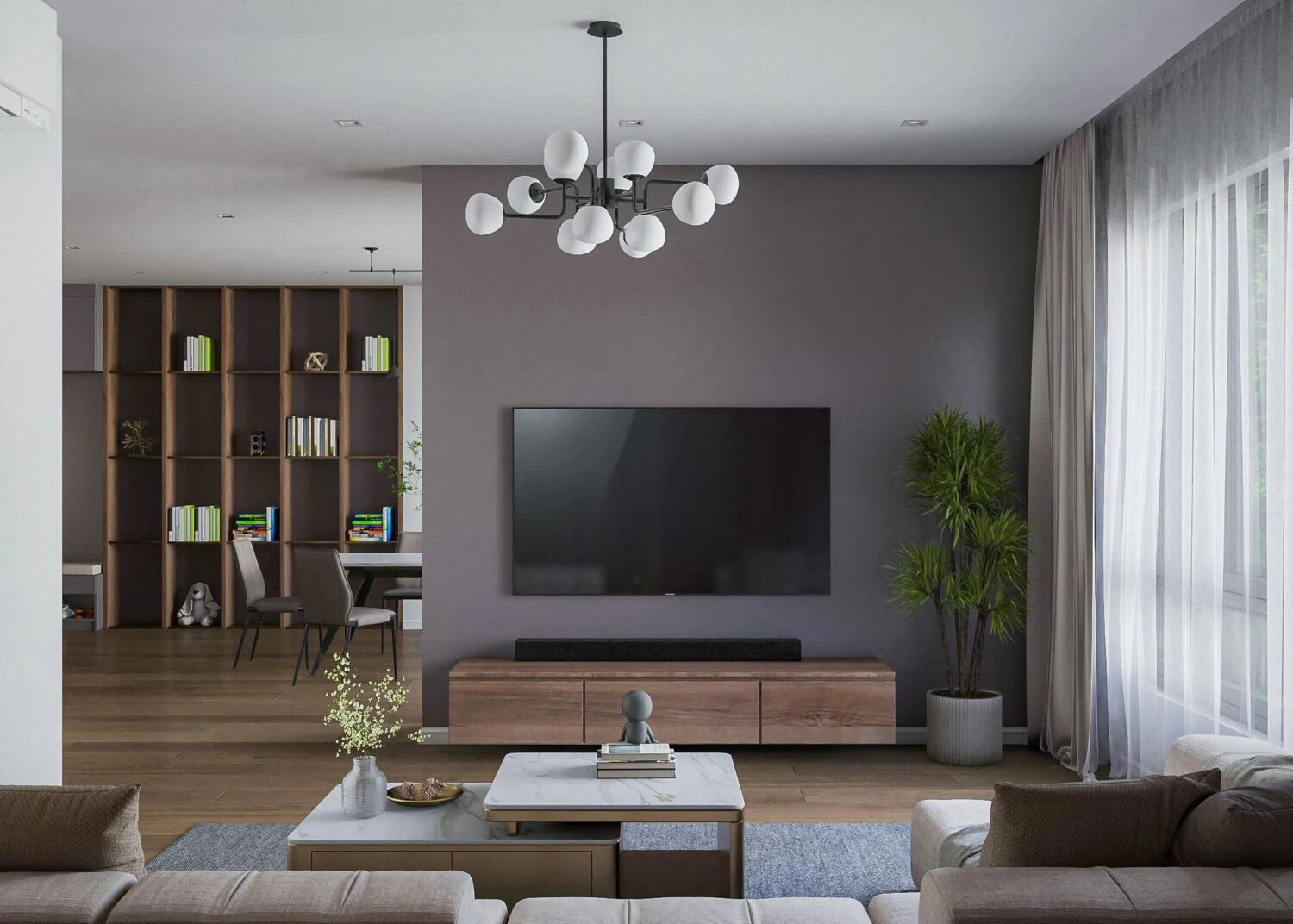 Modern Vray Living Room - Dining Room SketchUp 3D Model Free Download ID 218000190 (Phuc Pham)