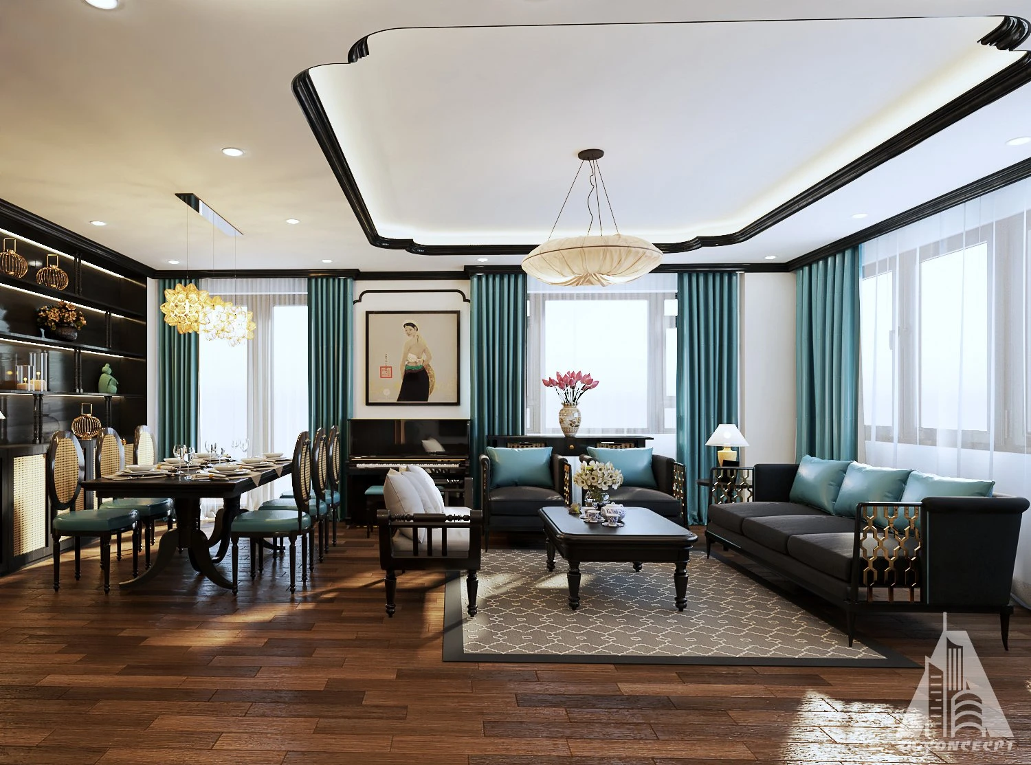 Modern Vray Living Room Free SketchUp Models Download ID 100000372 (Nguyen Thanh Tung)