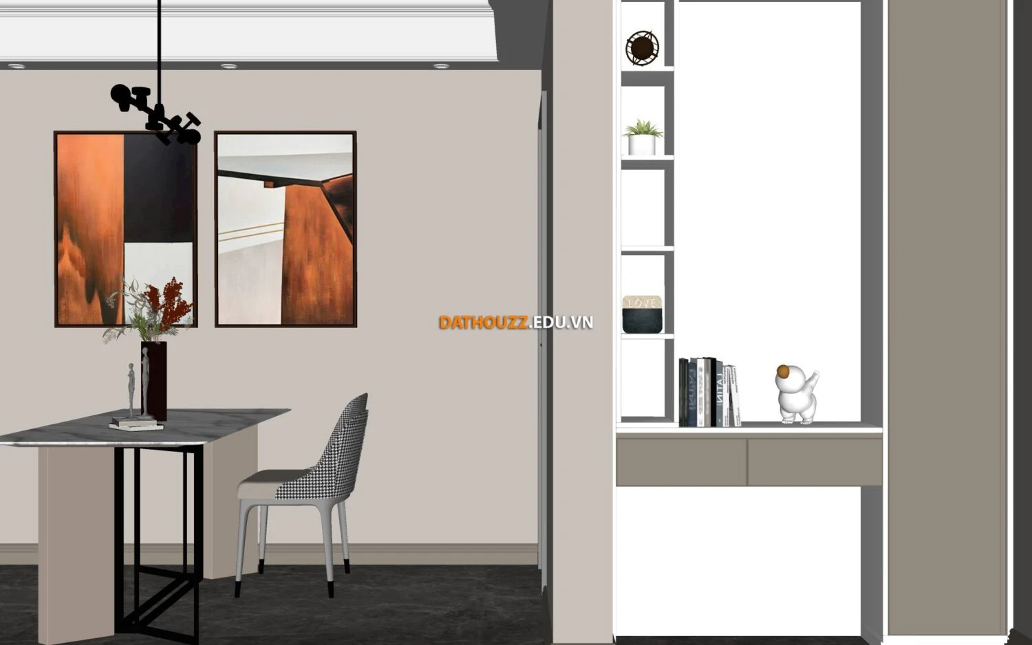 SketchUp 3D Model Free Download Enscape Modern Living Room ID 100000410 (Dat Houzz)