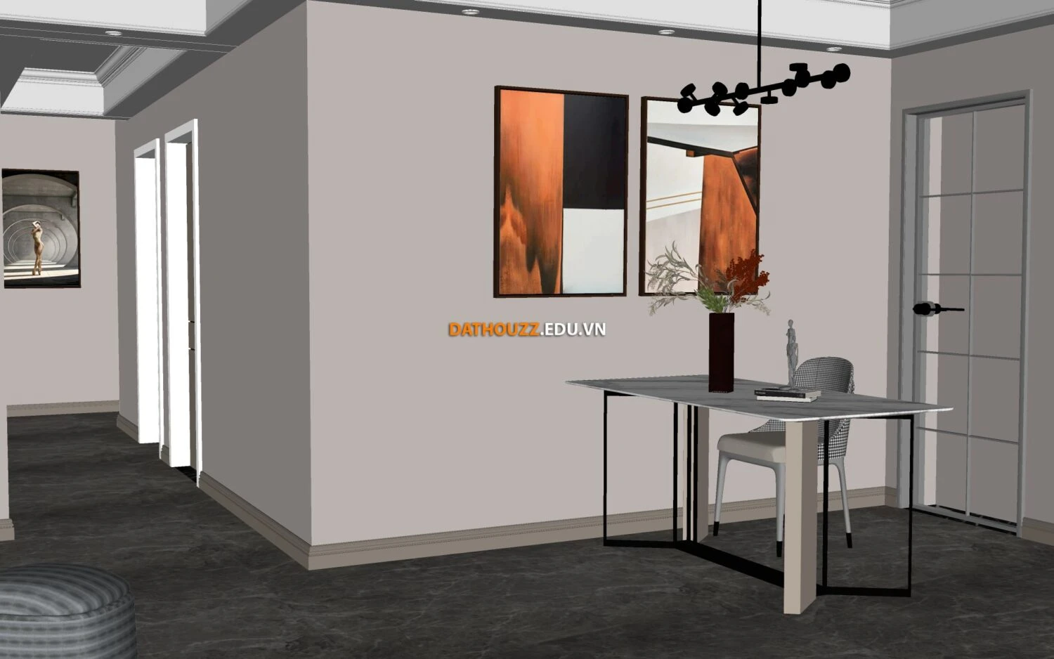 SketchUp 3D Model Free Download Enscape Modern Living Room ID 100000410 (Dat Houzz)