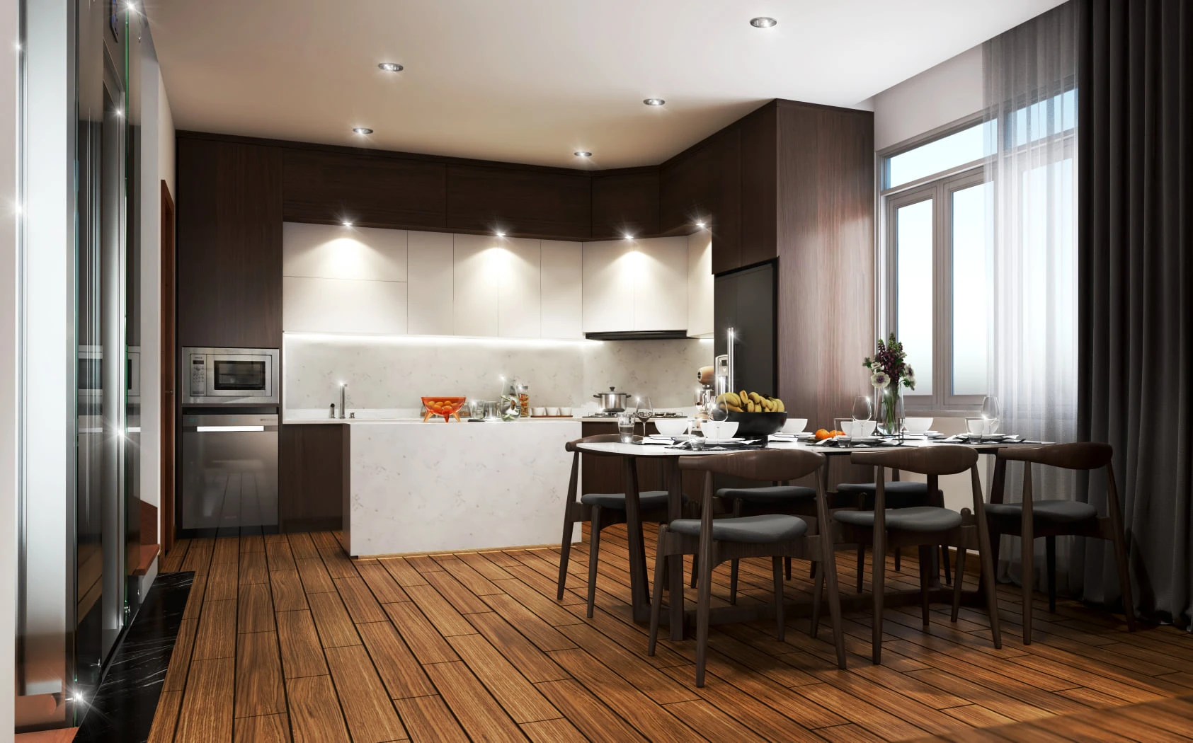 SketchUp Free SketchUp 3D Model Free Download Vray Modern Living Room - Dining Room ID 218000120 (Trung Do)