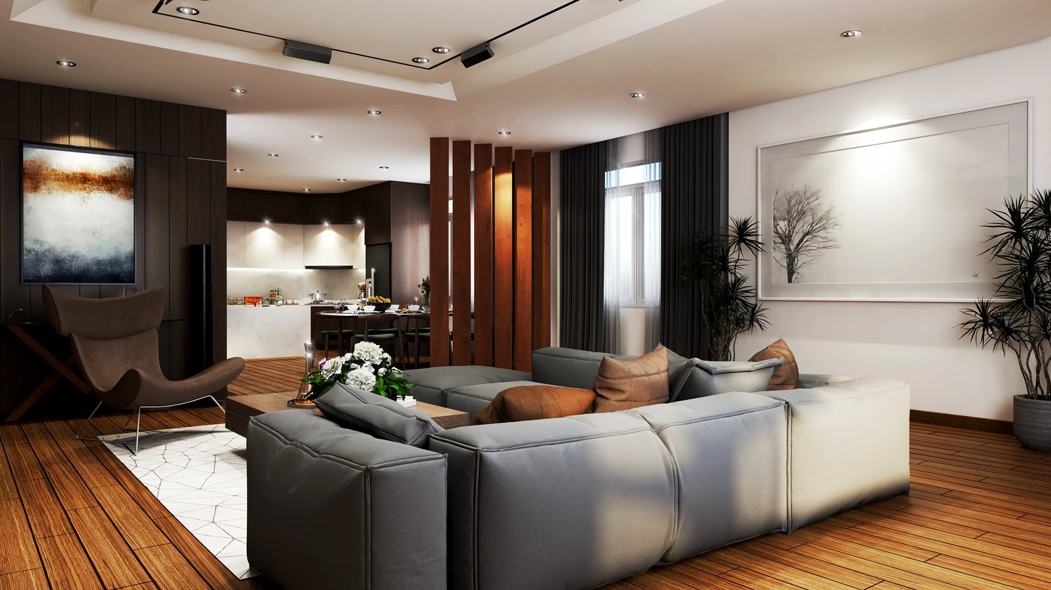 SketchUp Free SketchUp 3D Model Free Download Vray Modern Living Room - Dining Room ID 218000120 (Trung Do)