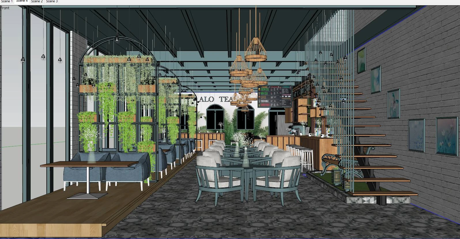 SketchUp Free SketchUp Free Model Modern Coffee Shop Download ID 108000062 (Xuan Khanh)
