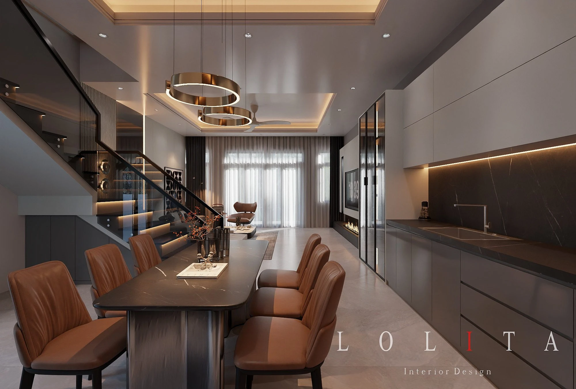 SketchUp Free Model Vantage Modern Living Room - Dining Room Download ID 218000204 (Thanh Cong)