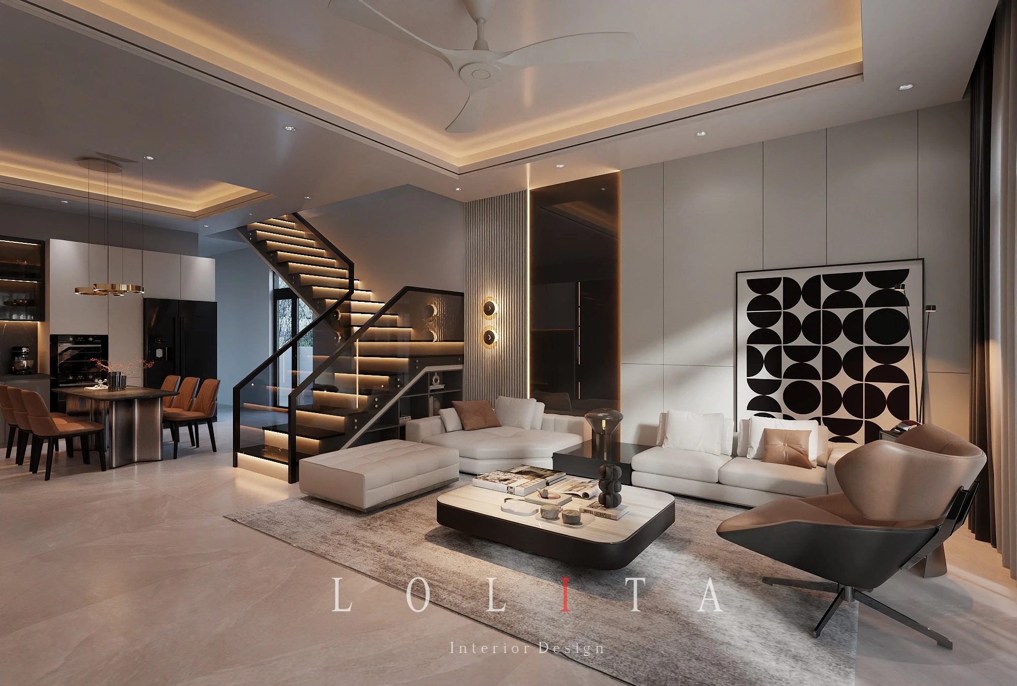 SketchUp Free Model Vantage Modern Living Room - Dining Room Download ID 218000204 (Thanh Cong)