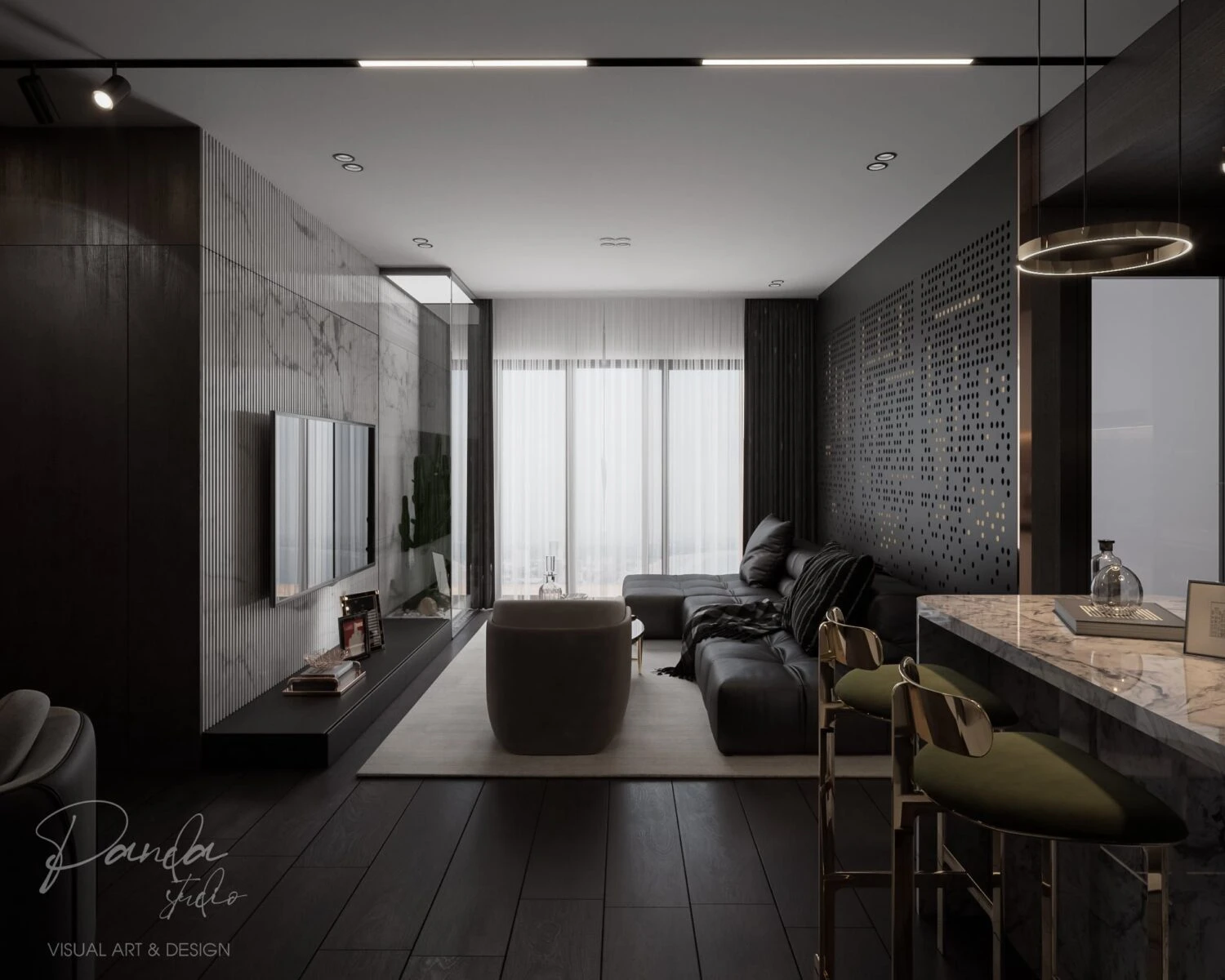 SketchUp Free Model Vray Modern Living Room - Dining Room Download ID 218000144 (Khanh Tran)