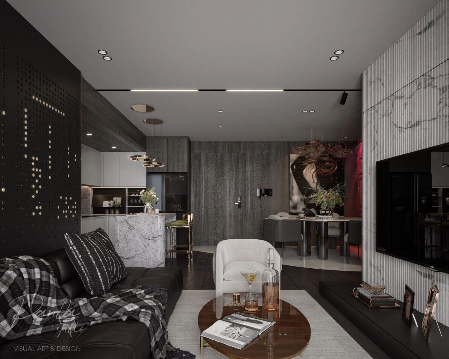 SketchUp Free Model Vray Modern Living Room - Dining Room Download ID 218000144 (Khanh Tran)