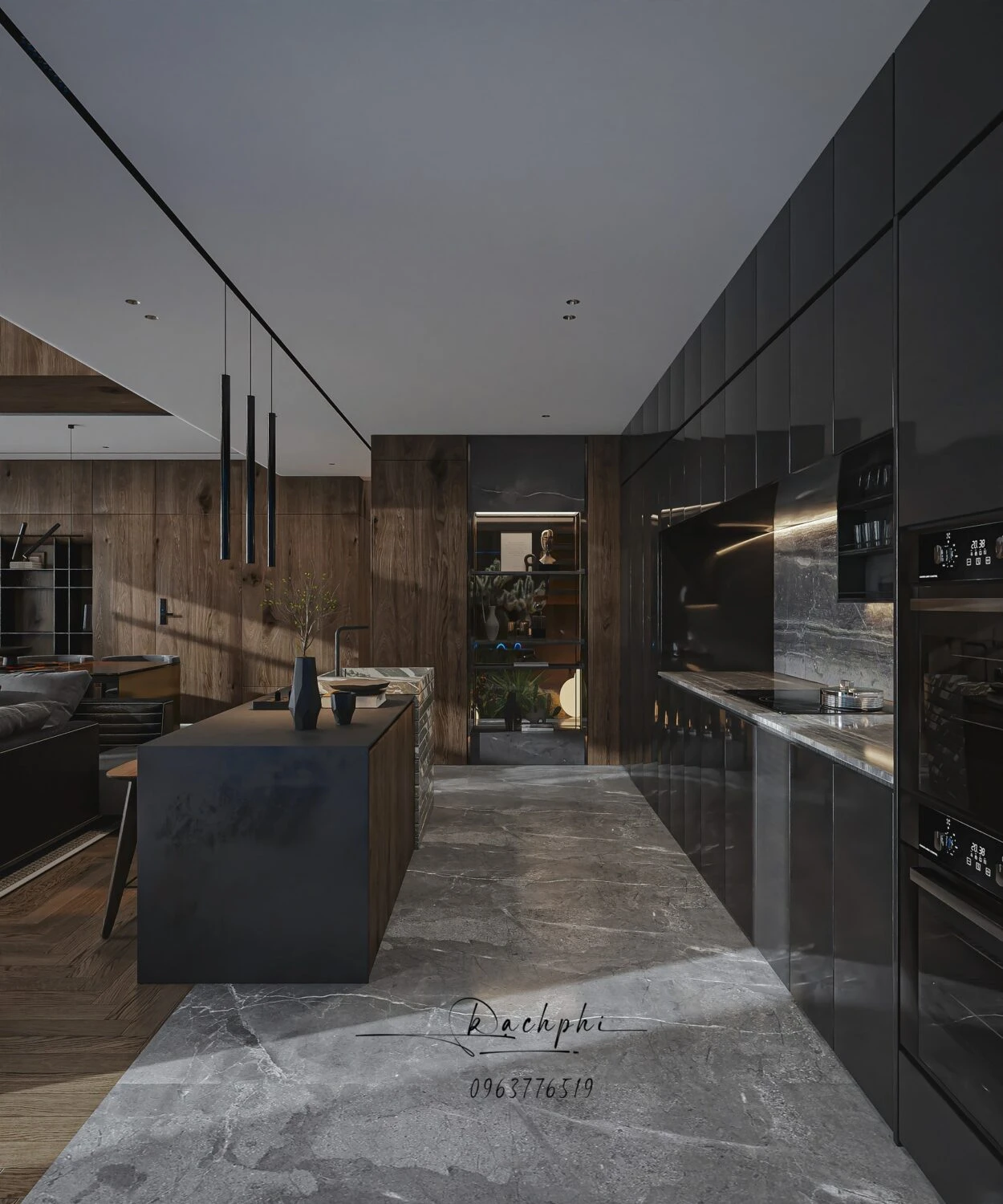 SketchUp Model Download Modern Living Room - Dining Room Vantage Free ID 218000189 (Phi Bach)