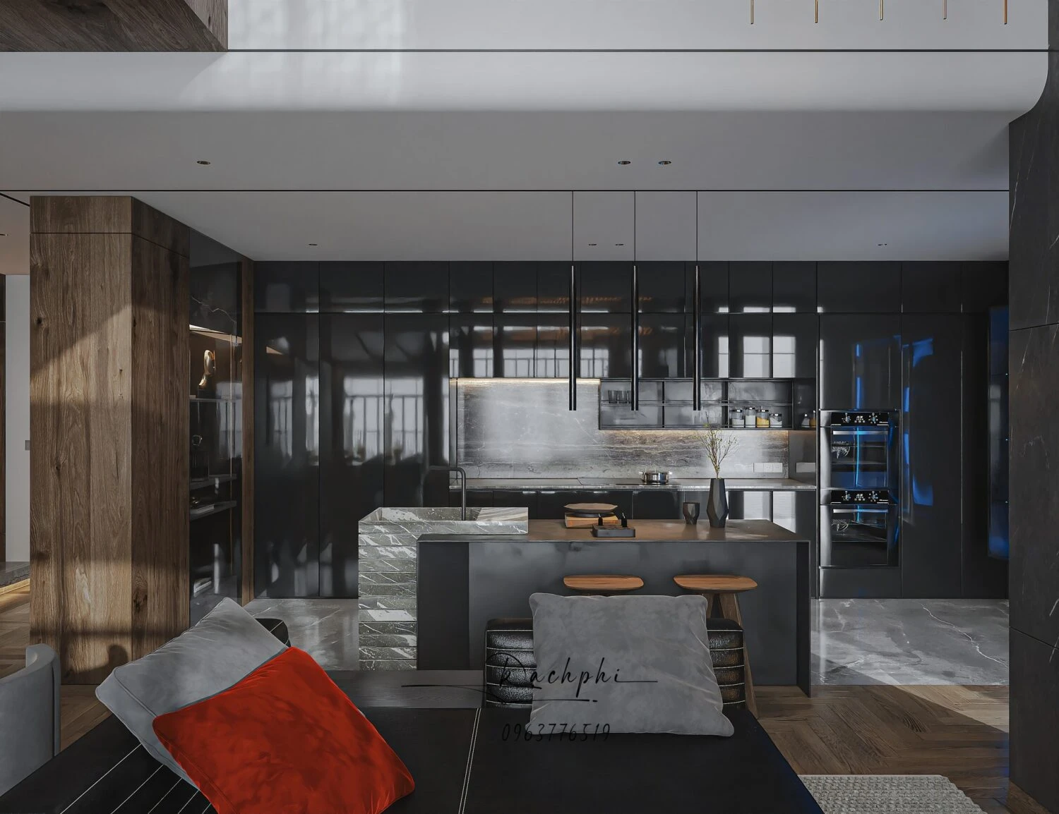 SketchUp Model Download Modern Living Room - Dining Room Vantage Free ID 218000189 (Phi Bach)