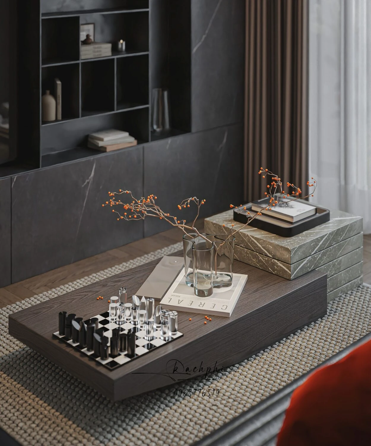 SketchUp Model Download Modern Living Room - Dining Room Vantage Free ID 218000189 (Phi Bach)