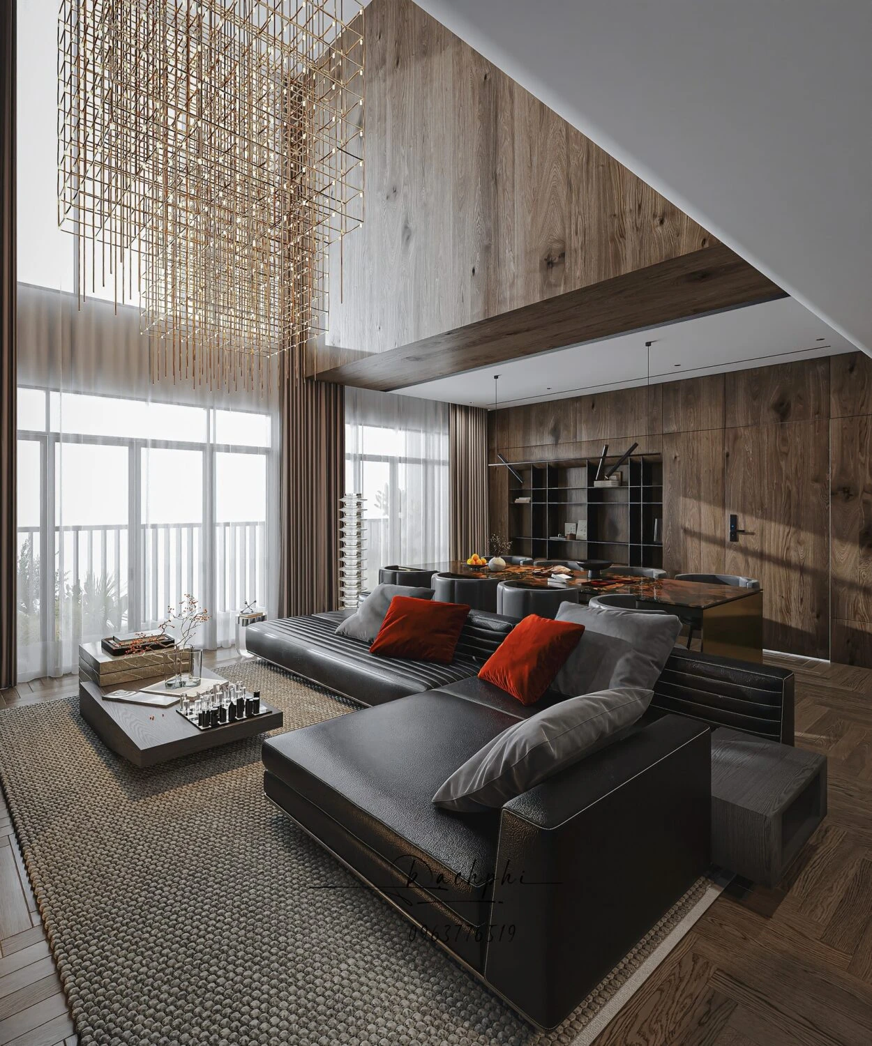 SketchUp Model Download Modern Living Room - Dining Room Vantage Free ID 218000189 (Phi Bach)