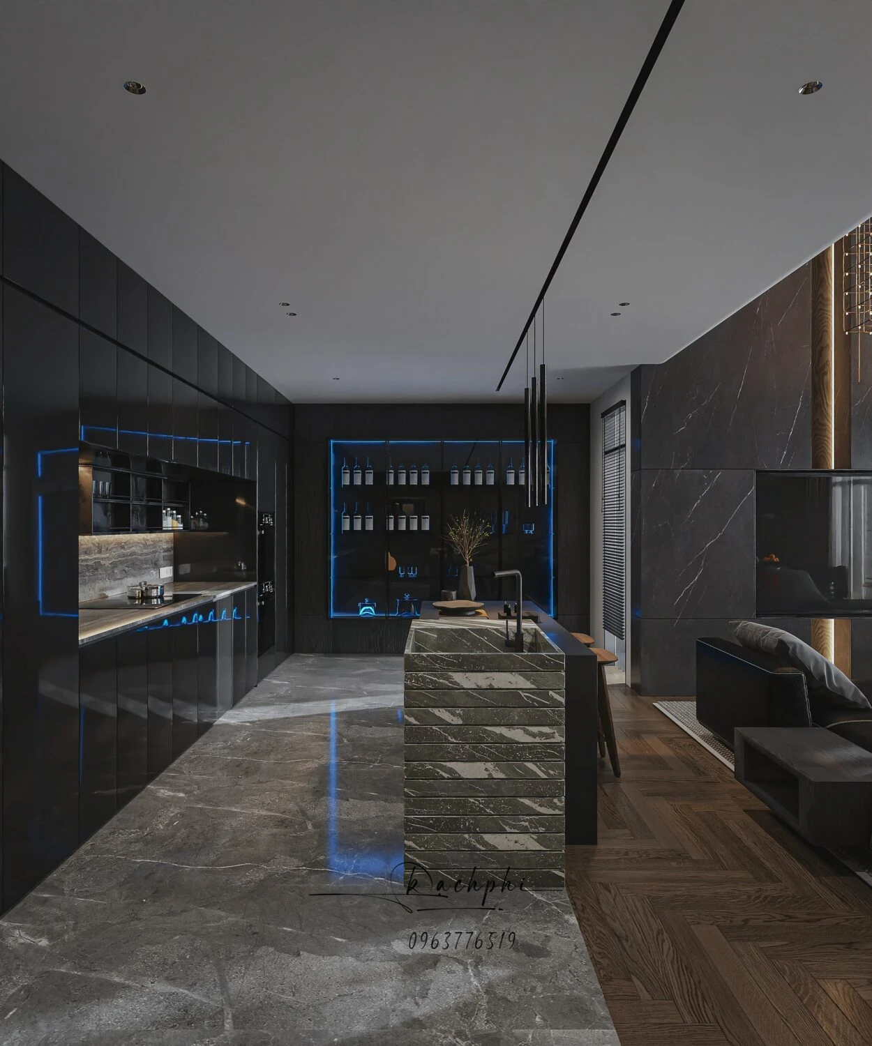 SketchUp Model Download Modern Living Room - Dining Room Vantage Free ID 218000189 (Phi Bach)