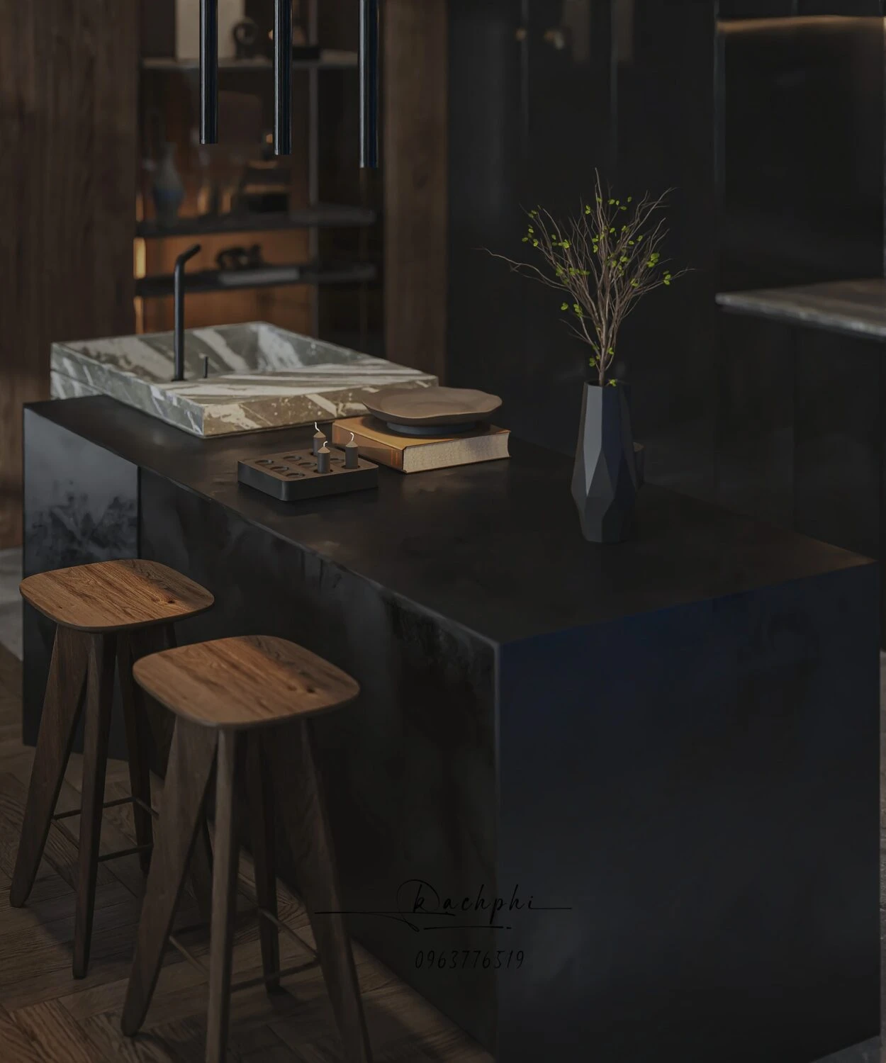 SketchUp Model Download Modern Living Room - Dining Room Vantage Free ID 218000189 (Phi Bach)