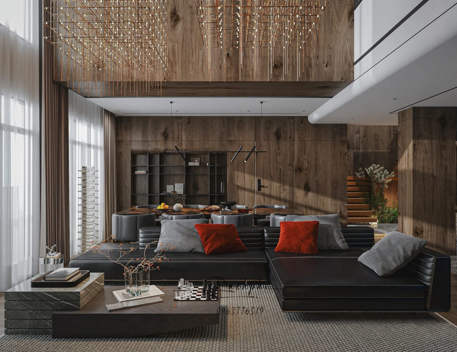 SketchUp Model Download Modern Living Room - Dining Room Vantage Free ID 218000189 (Phi Bach)