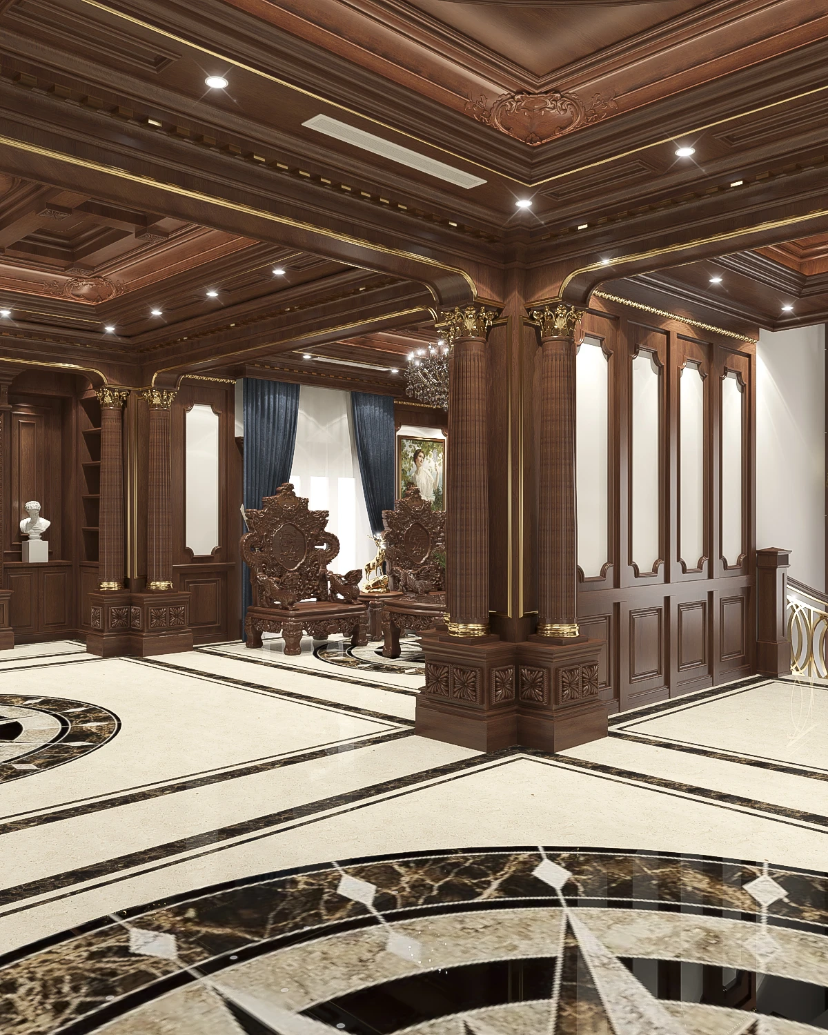 SketchUp Model Free Download Classical Interior House Enscape ID 212000087 (Tran The Tuan)