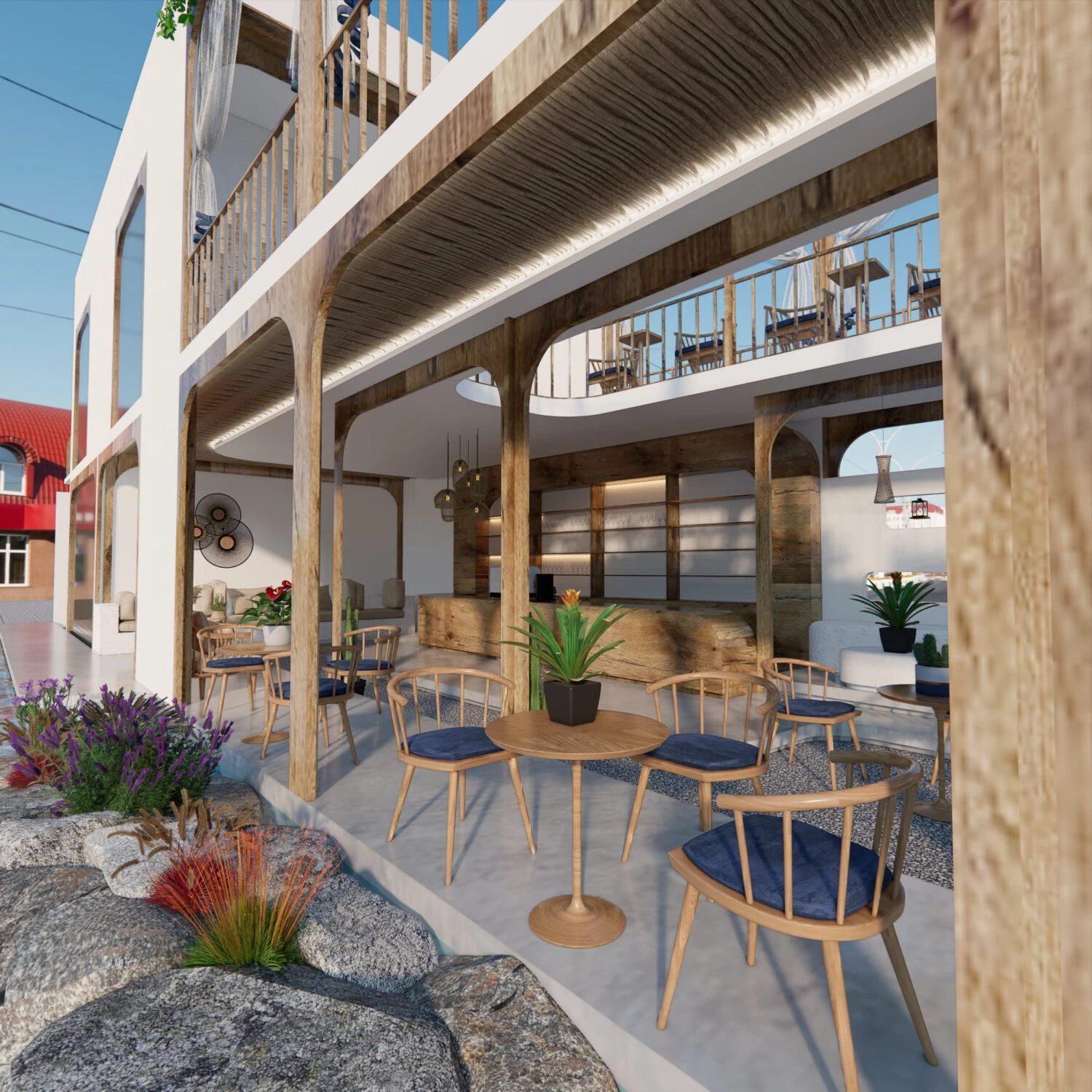 SketchUp Model Free Download Modern Coffee Shop Enscape ID 108000071 (Tran Huy)