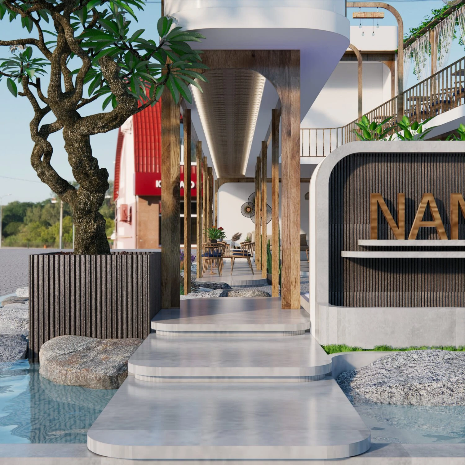 SketchUp Model Free Download Modern Coffee Shop Enscape ID 108000071 (Tran Huy)