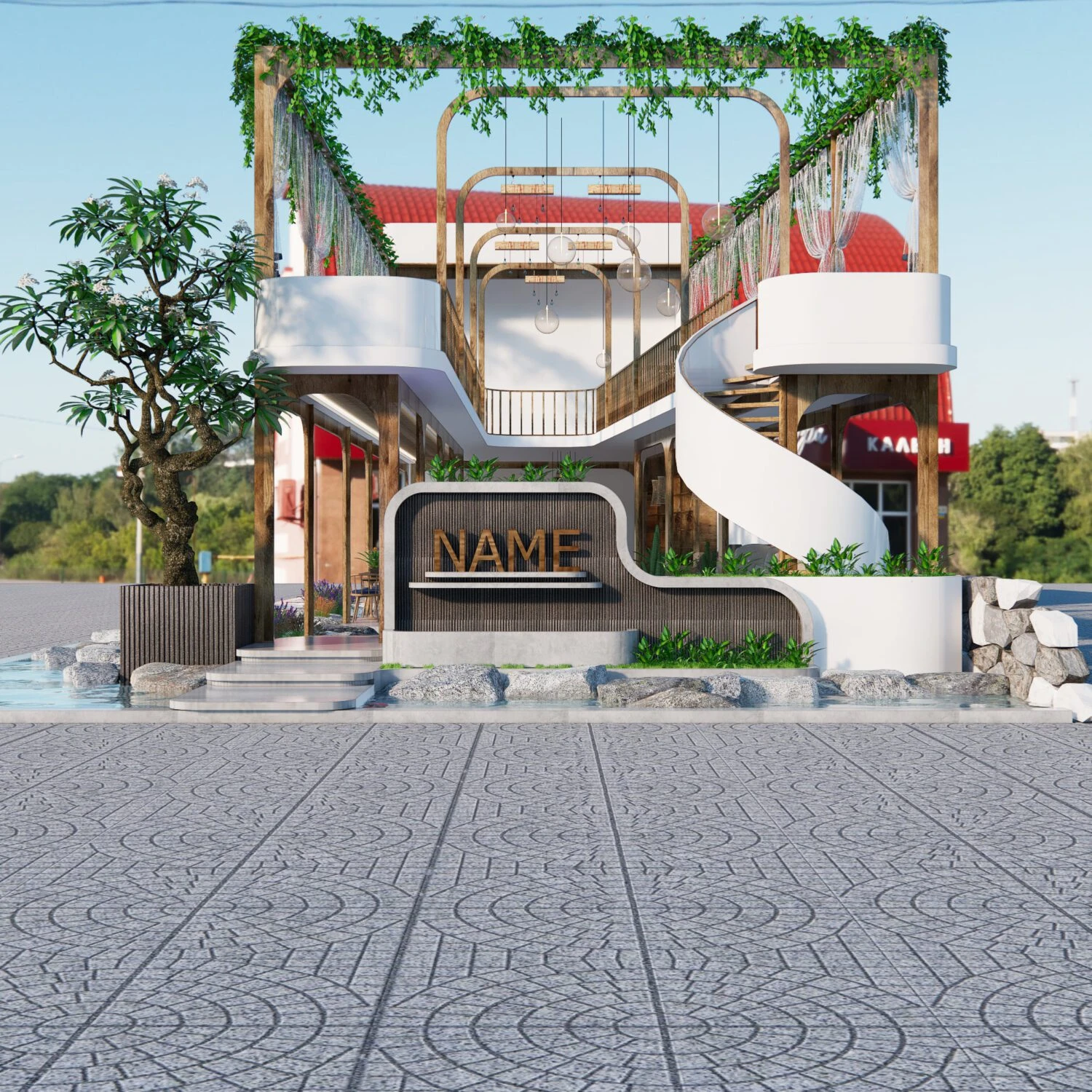 SketchUp Model Free Download Modern Coffee Shop Enscape ID 108000071 (Tran Huy)