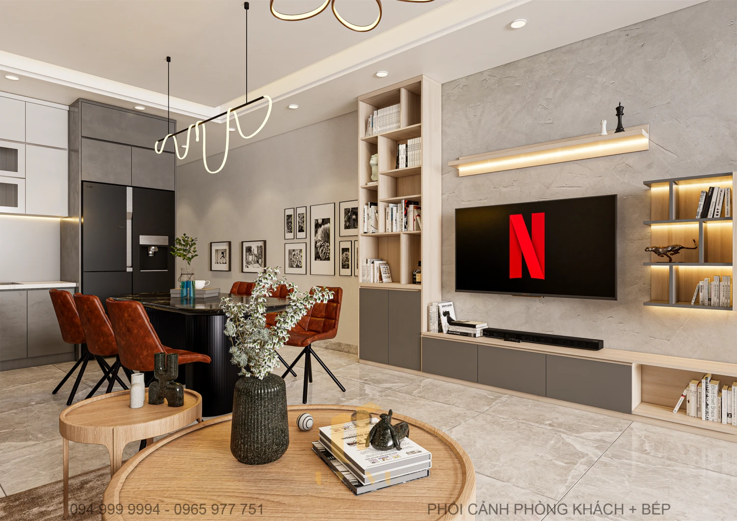 SketchUp Model Free Download Modern Living Room - Dining Room Enscape ID 218000183 (Pham Minh Quang)