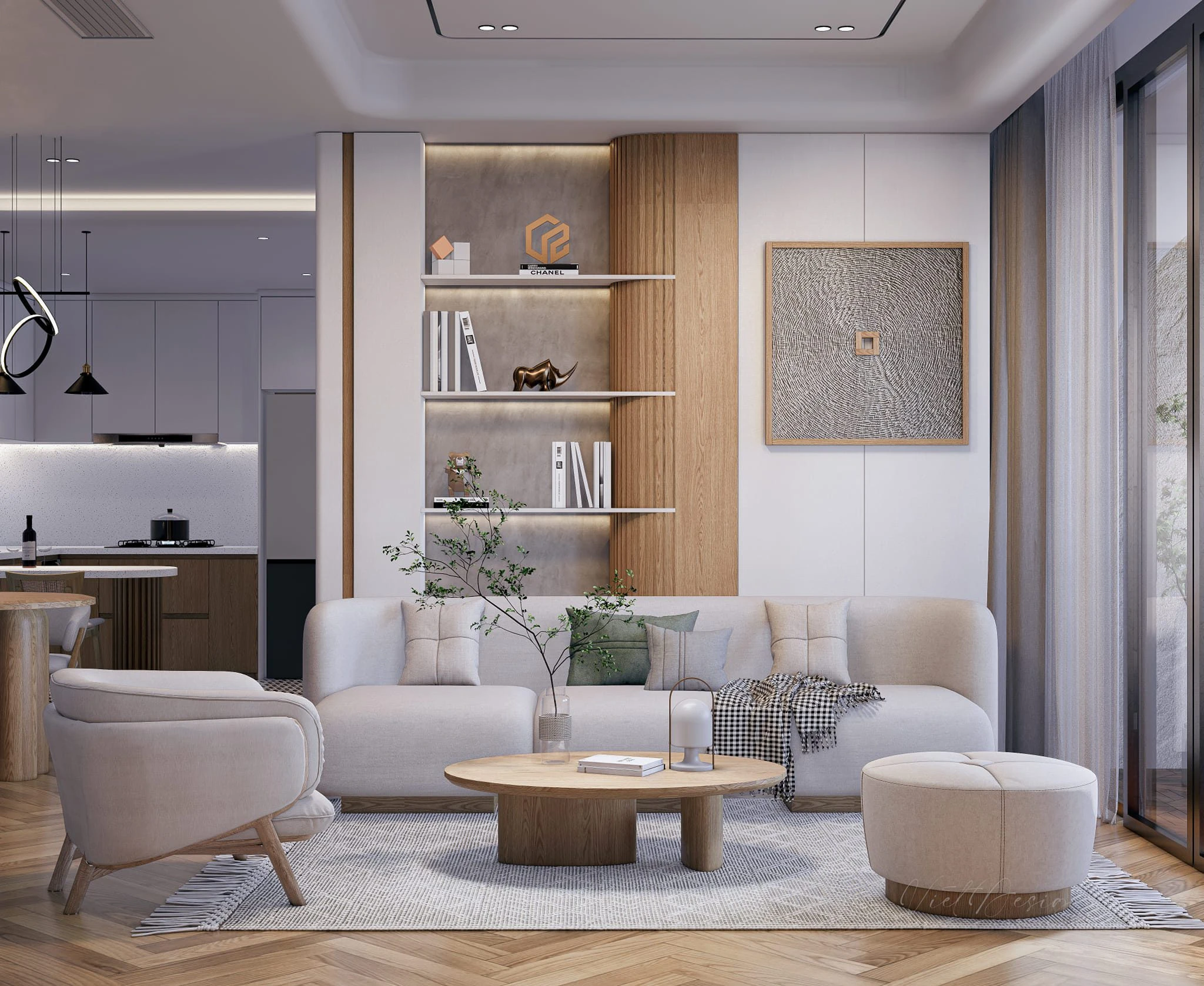 SketchUp Model Free Download Modern Living Room - Dining Room Enscape ID 218000213 (Viet Ho)