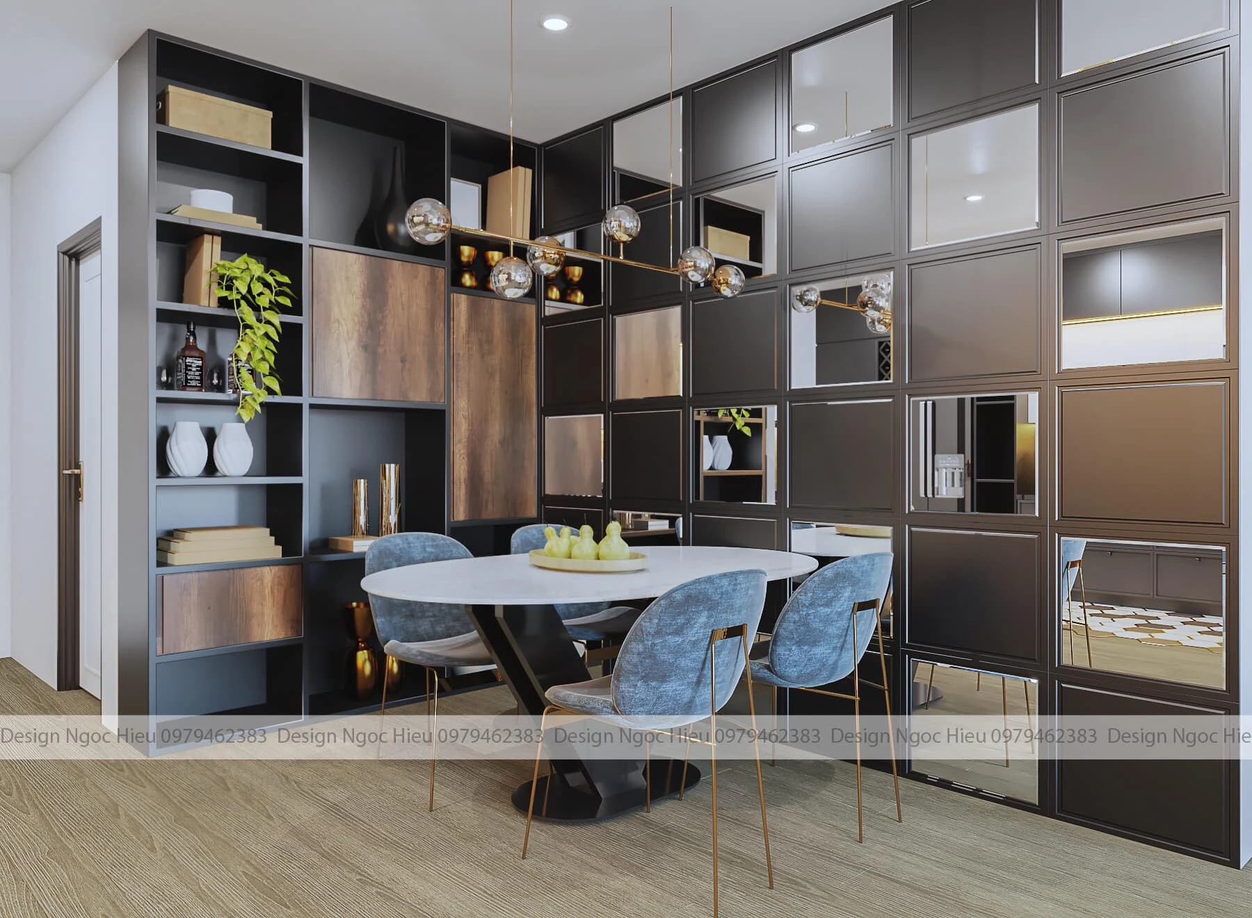 SketchUp Model Free Download Modern Living Room - Dining Room Vray ID 218000123 (Ngoc Hieu)