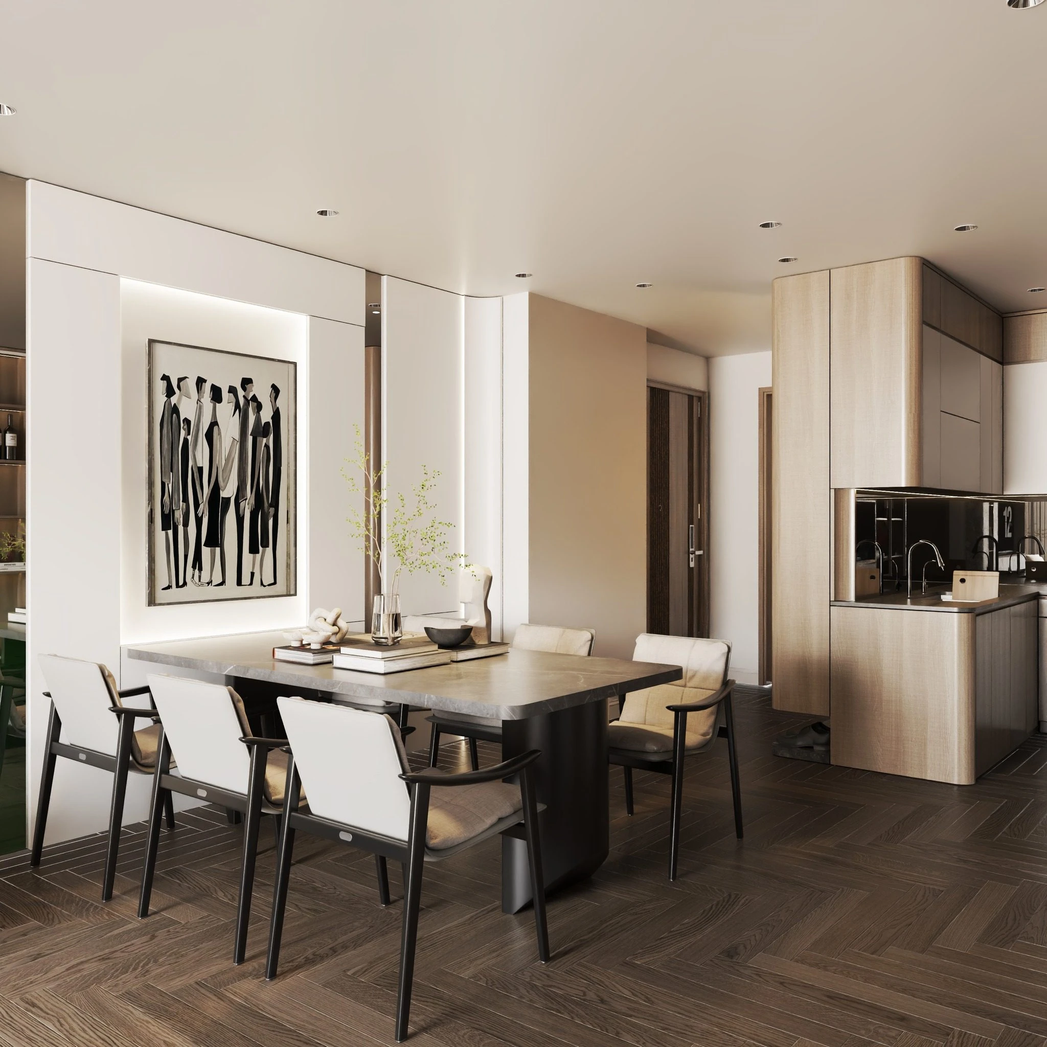 SketchUp Model Free Modern Living Room - Dining Room Vantage Download ID 218000231 (Hung Duong Do)