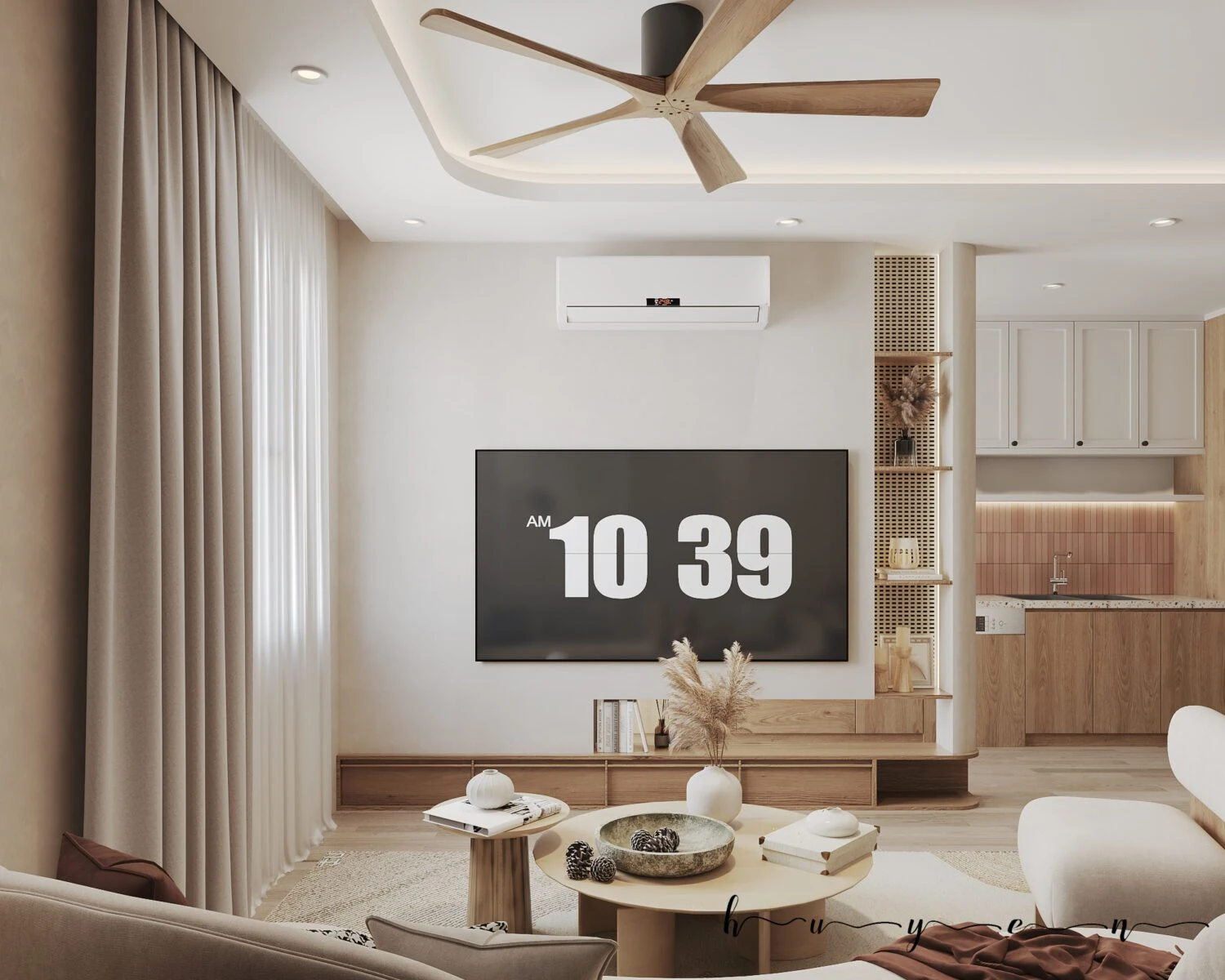 SketchUp Model Free Modern Living Room - Dining Room Vray Download ID 218000201 (Huyen Tran)