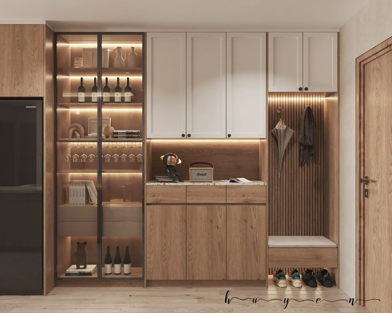 SketchUp Model Free Modern Living Room - Dining Room Vray Download ID 218000201 (Huyen Tran)