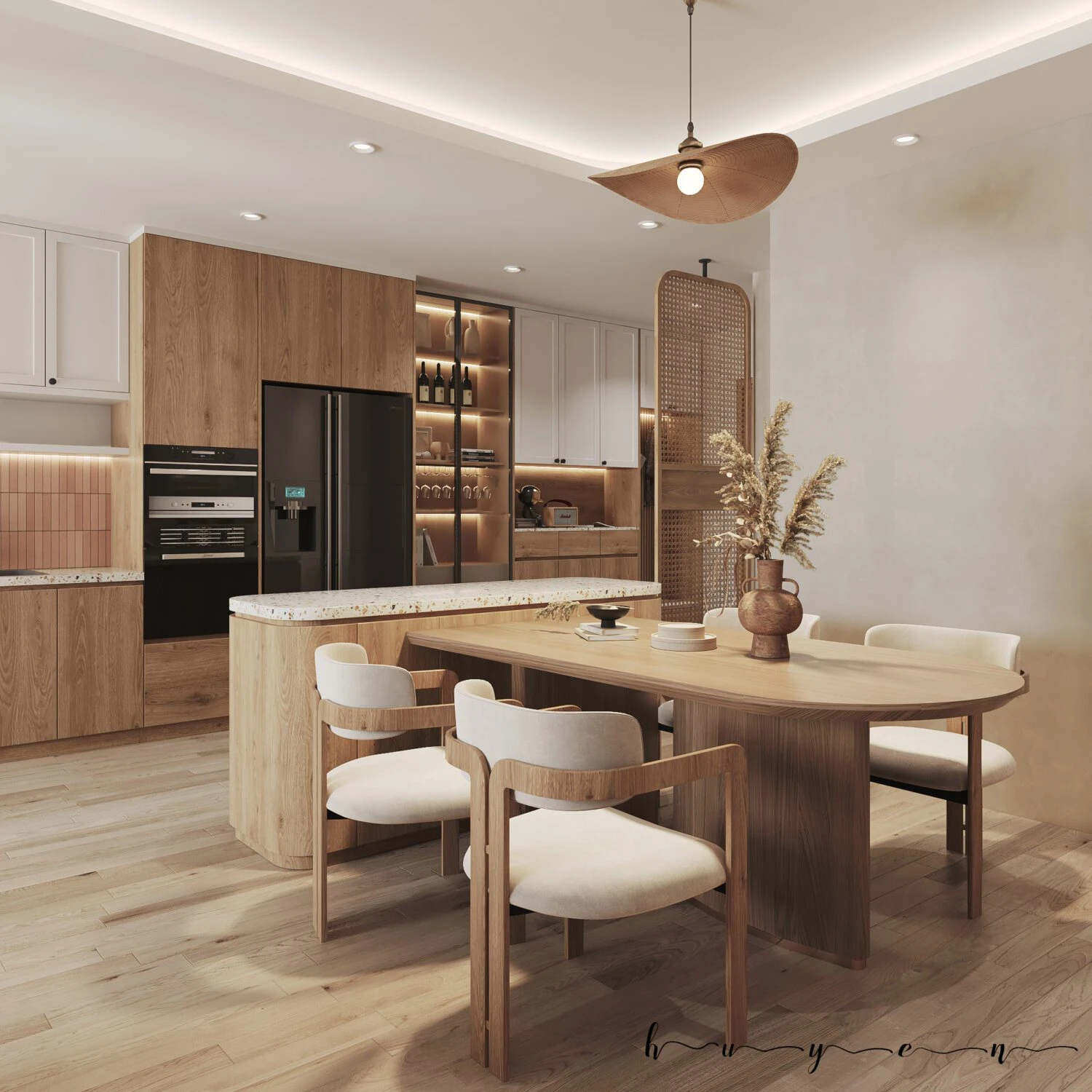 SketchUp Model Free Modern Living Room - Dining Room Vray Download ID 218000201 (Huyen Tran)