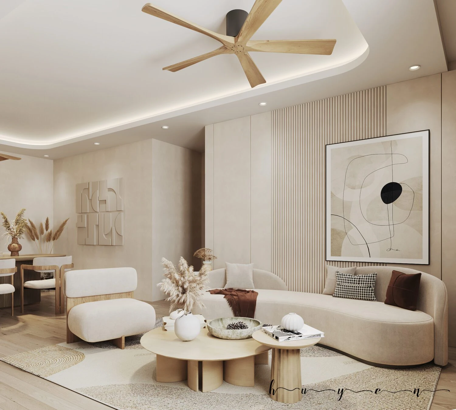 SketchUp Model Free Modern Living Room - Dining Room Vray Download ID 218000201 (Huyen Tran)