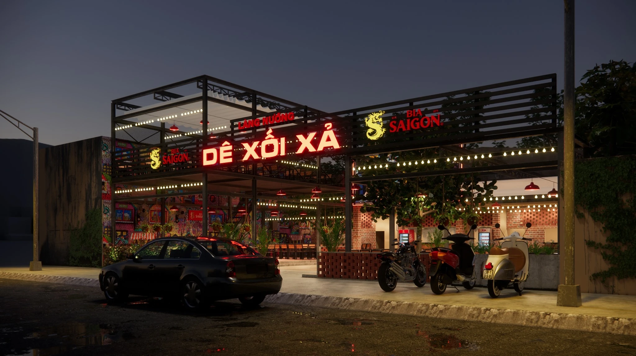 SketchUp Model Free Modern Restaurant Enscape Download ID 109000022 (Tran Minh Luan)