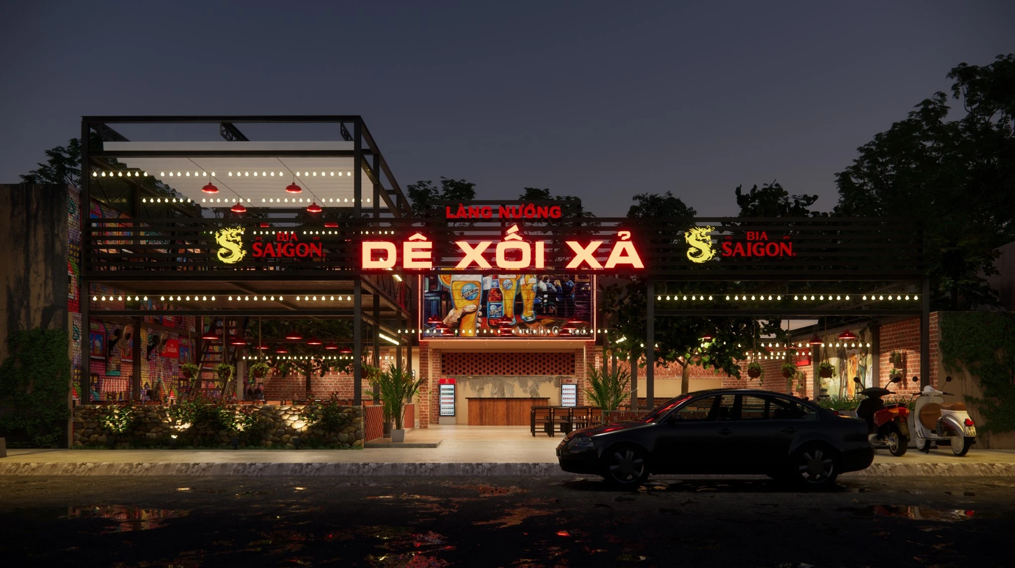 SketchUp Model Free Modern Restaurant Enscape Download ID 109000022 (Tran Minh Luan)