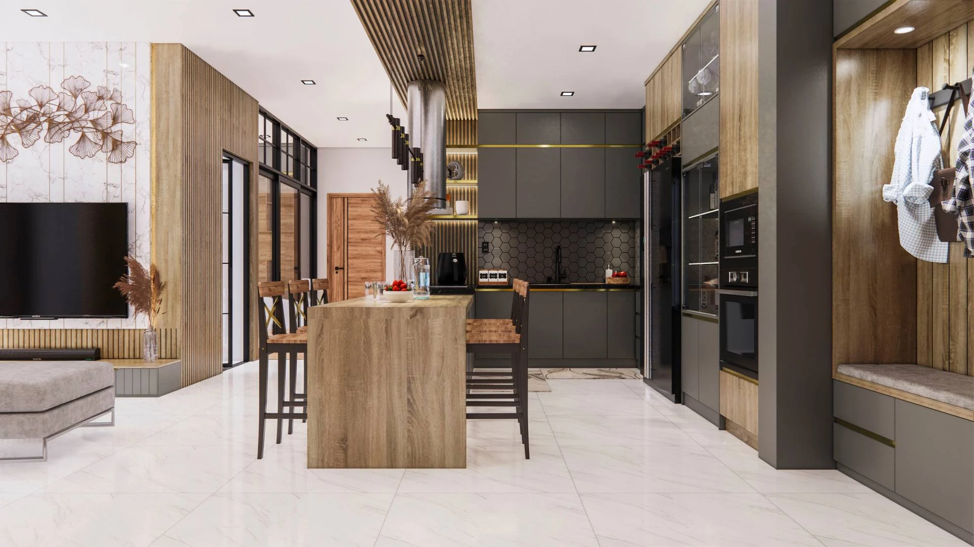 Sketchup Free Model Enscape Modern Living Room And Dining Room Download ID 218000082 (Tran Phuc Loc)